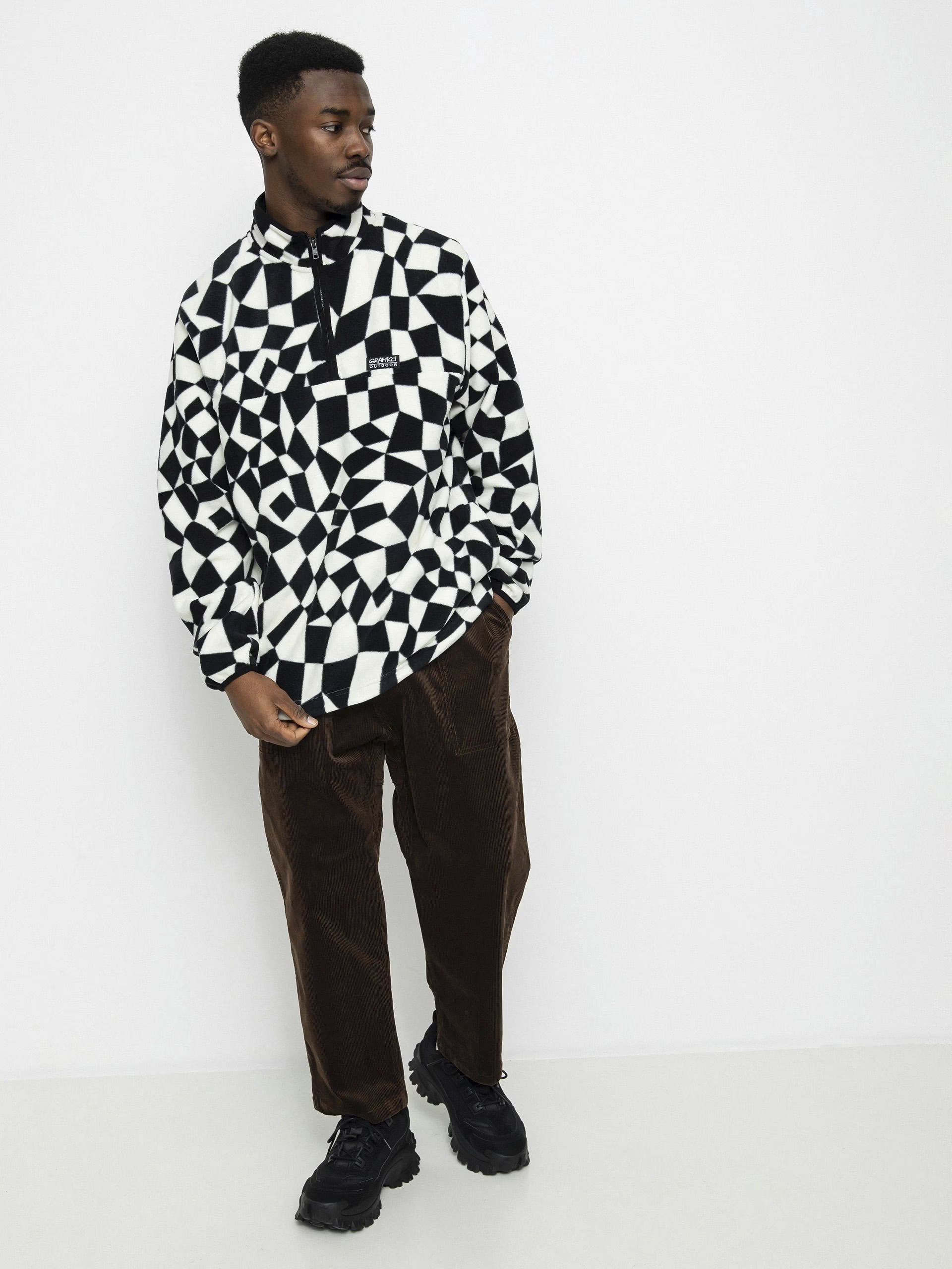 Męski Polar Gramicci Mock Neck (black check)