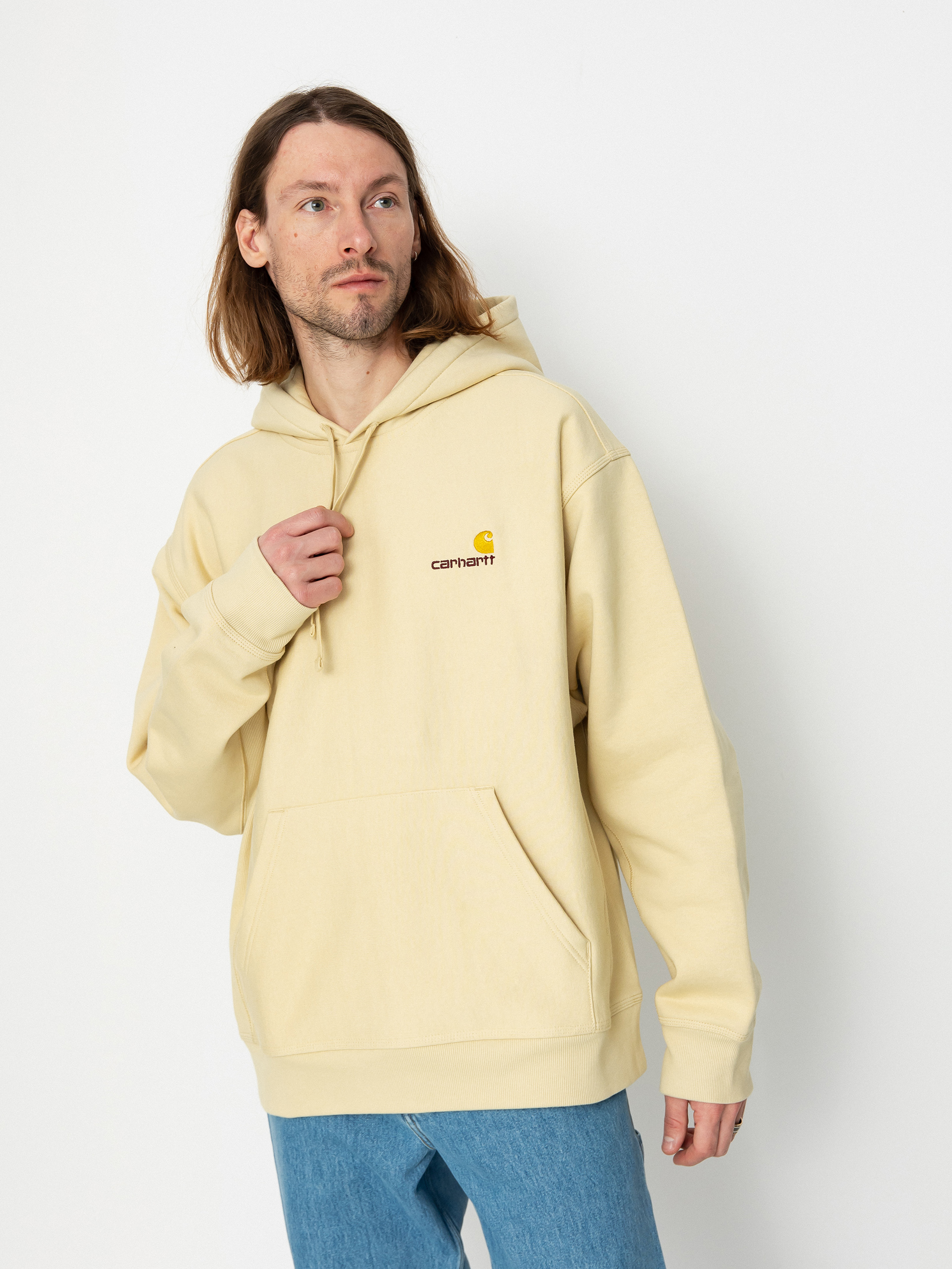 Bluza z kapturem Carhartt WIP American Script HD (rattan)