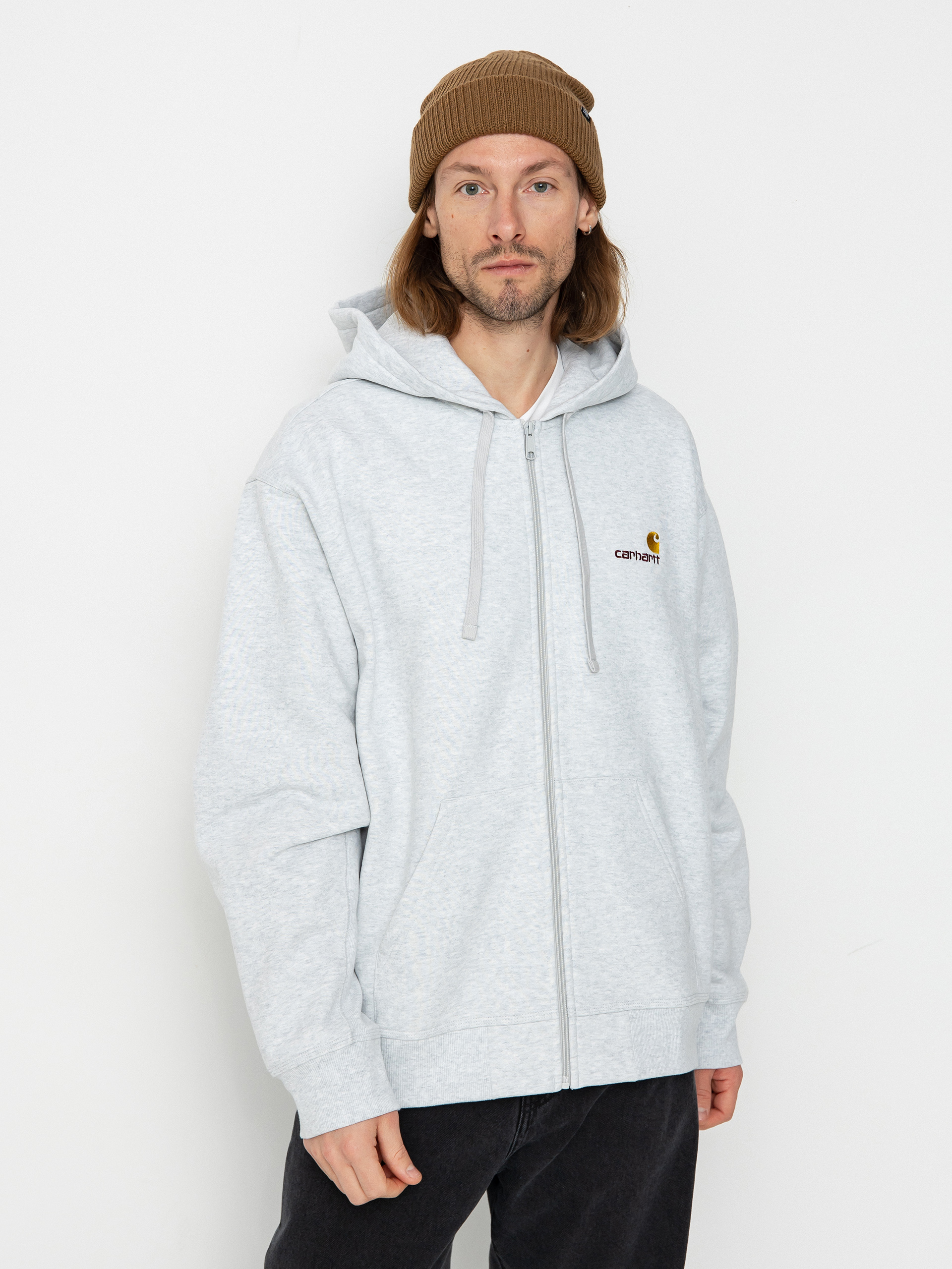 Bluza z kapturem Carhartt WIP American Script ZHD (ash heather)