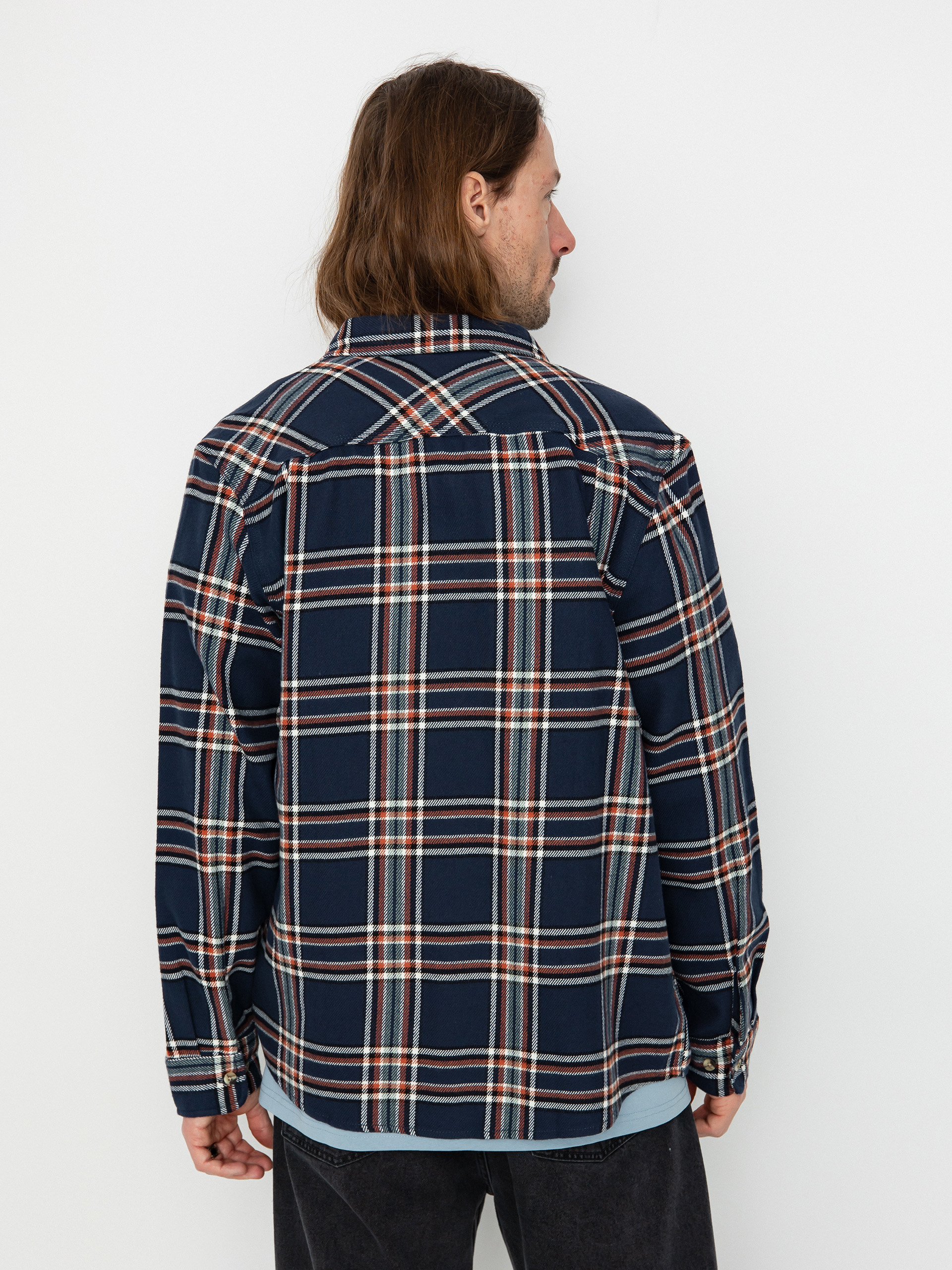 Koszula Brixton Bowery Flannel Ls (washed navy/off white/terracot)