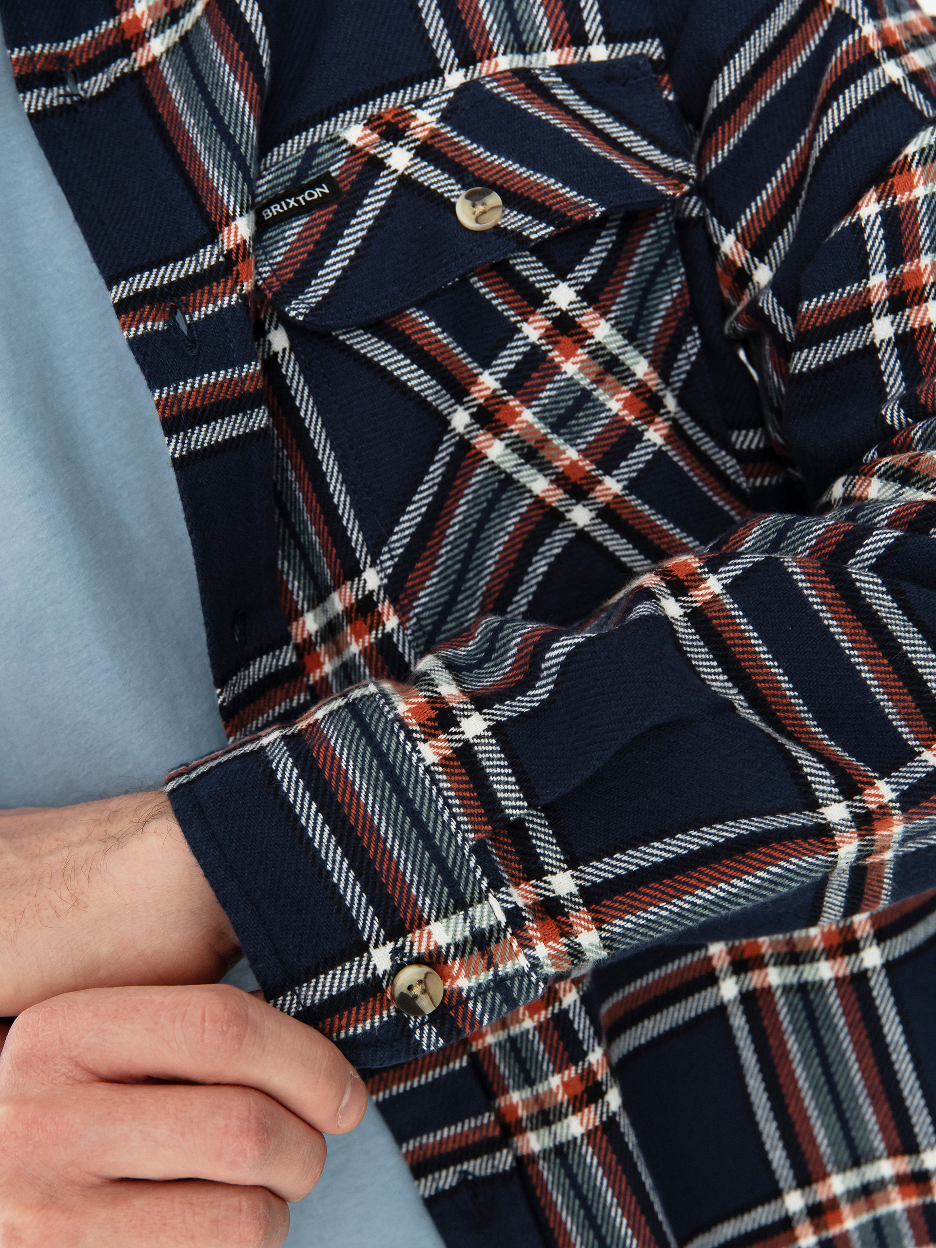 Koszula Brixton Bowery Flannel Ls (washed navy/off white/terracot)