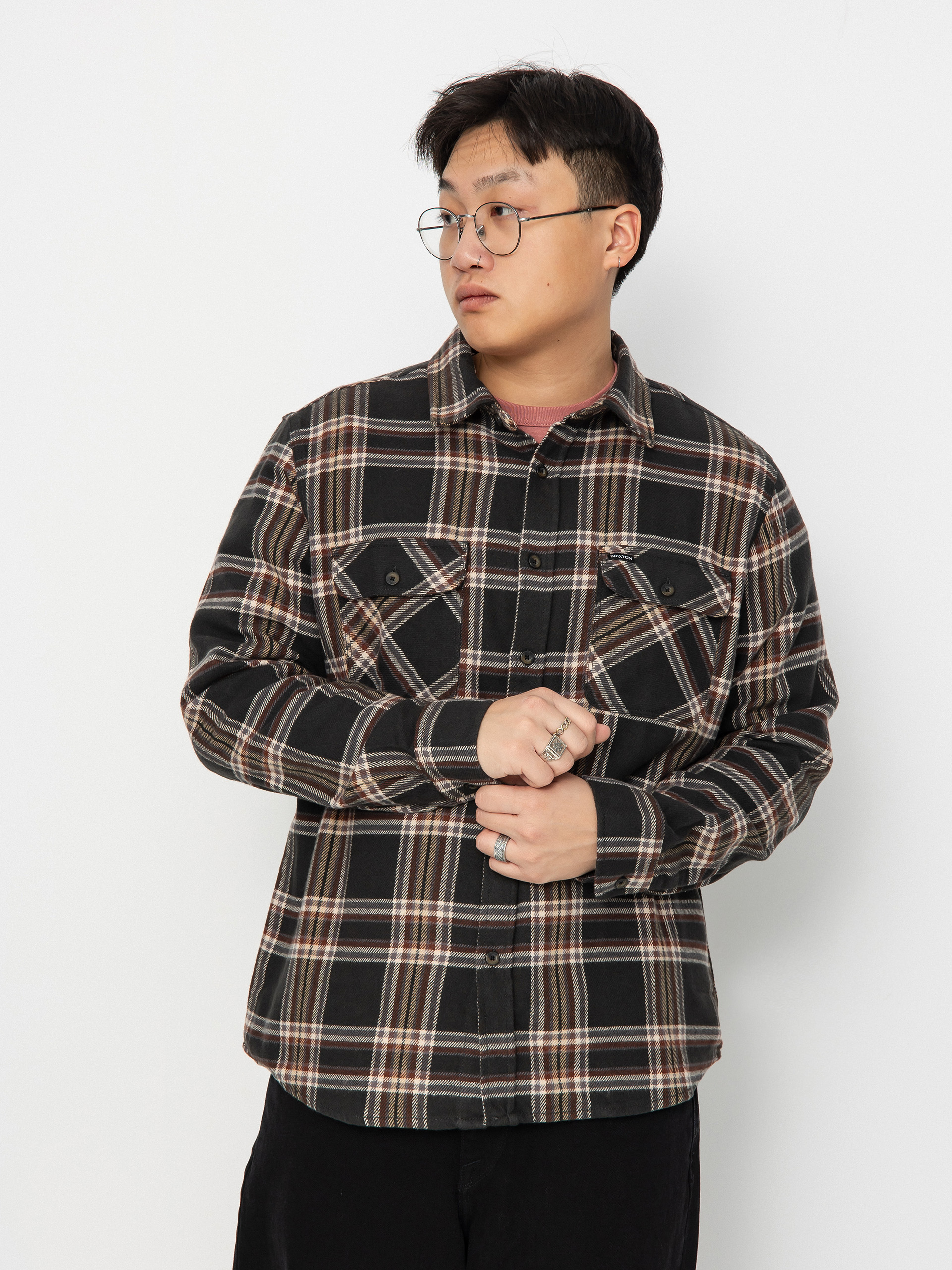 Koszula Brixton Bowery Flannel Ls (black/charcoal/off white)