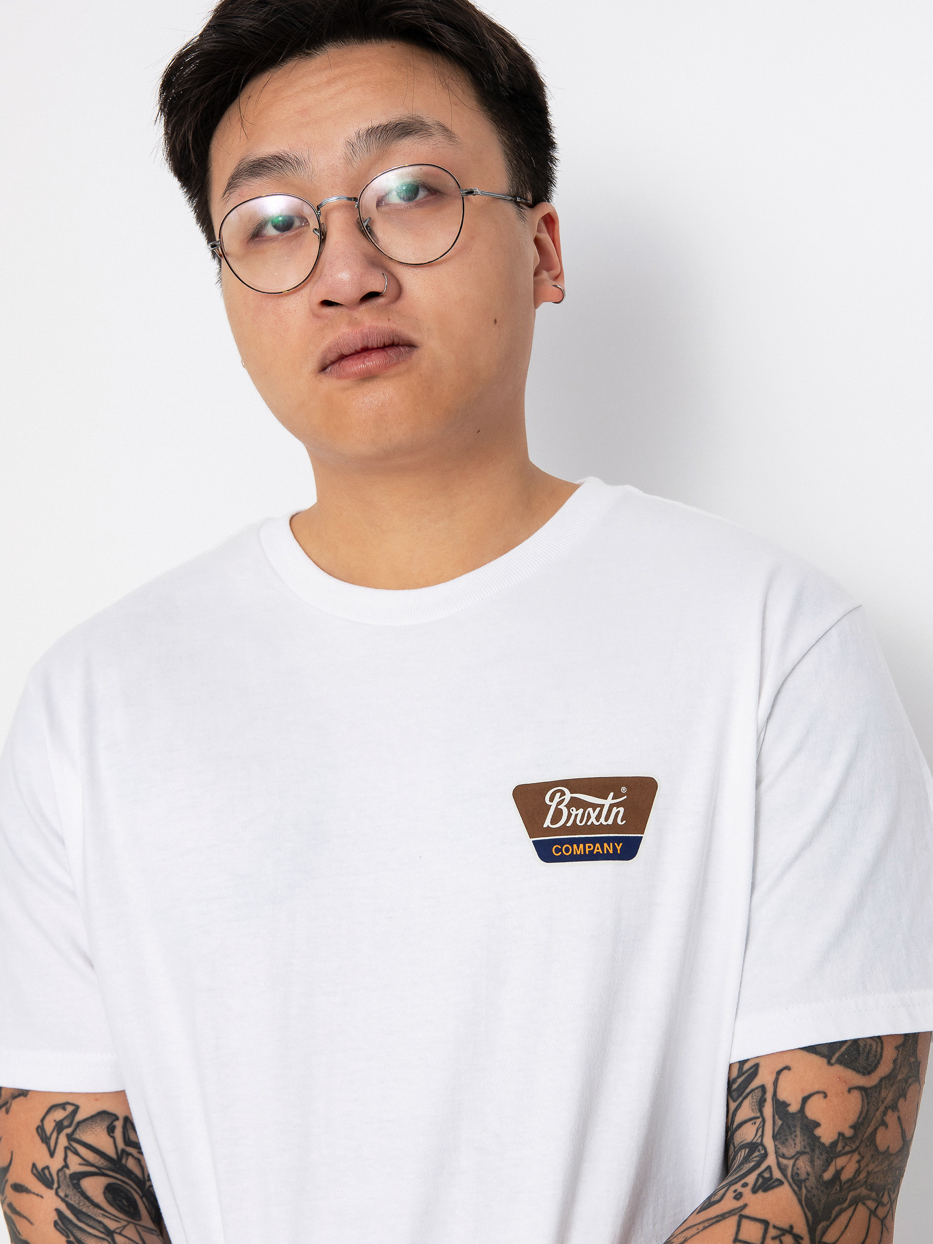 T-shirt Brixton Linwood Stt (white/sepia/beige)