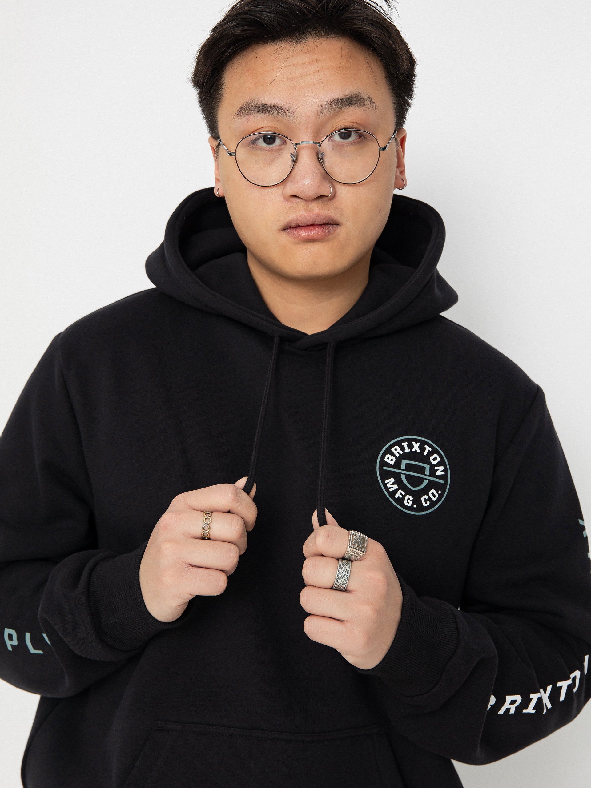 Bluza z kapturem Brixton Crest (black/chinois green/white)