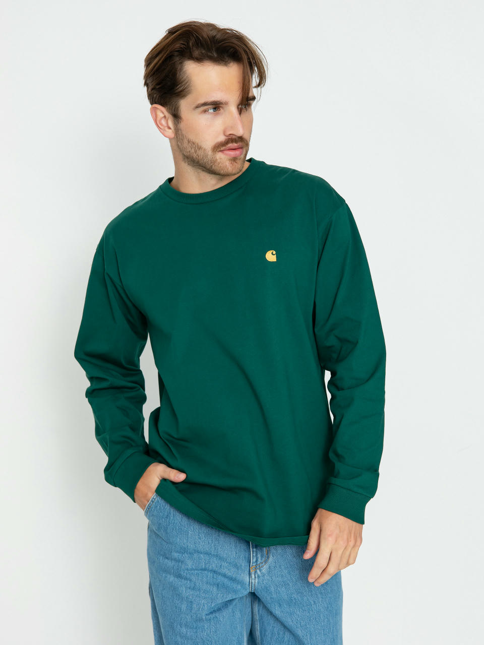 Longsleeve Carhartt WIP Chase (chervil/gold)