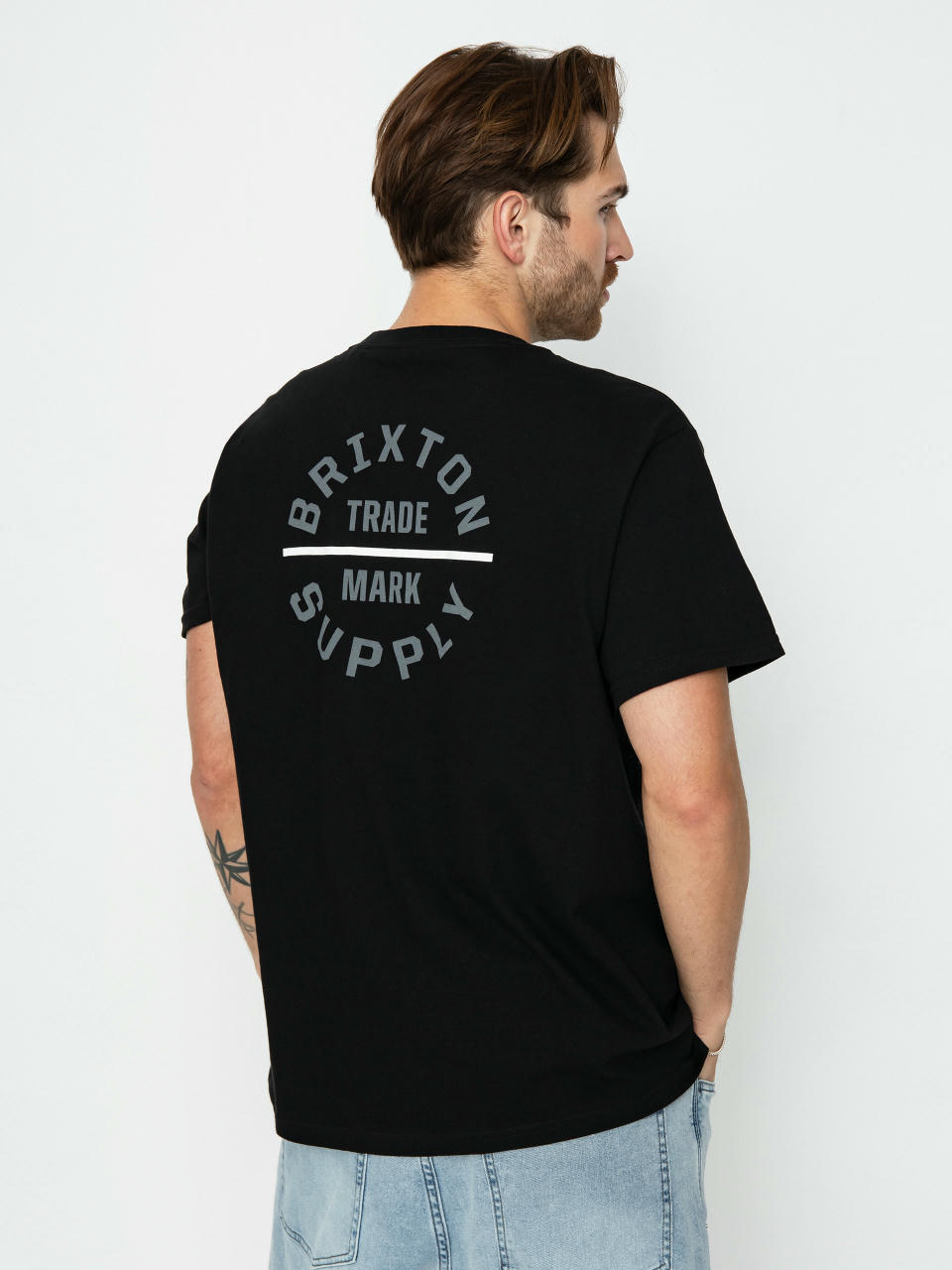 T-shirt Brixton Oath V Stt (black/whitecap/persimmon orang)