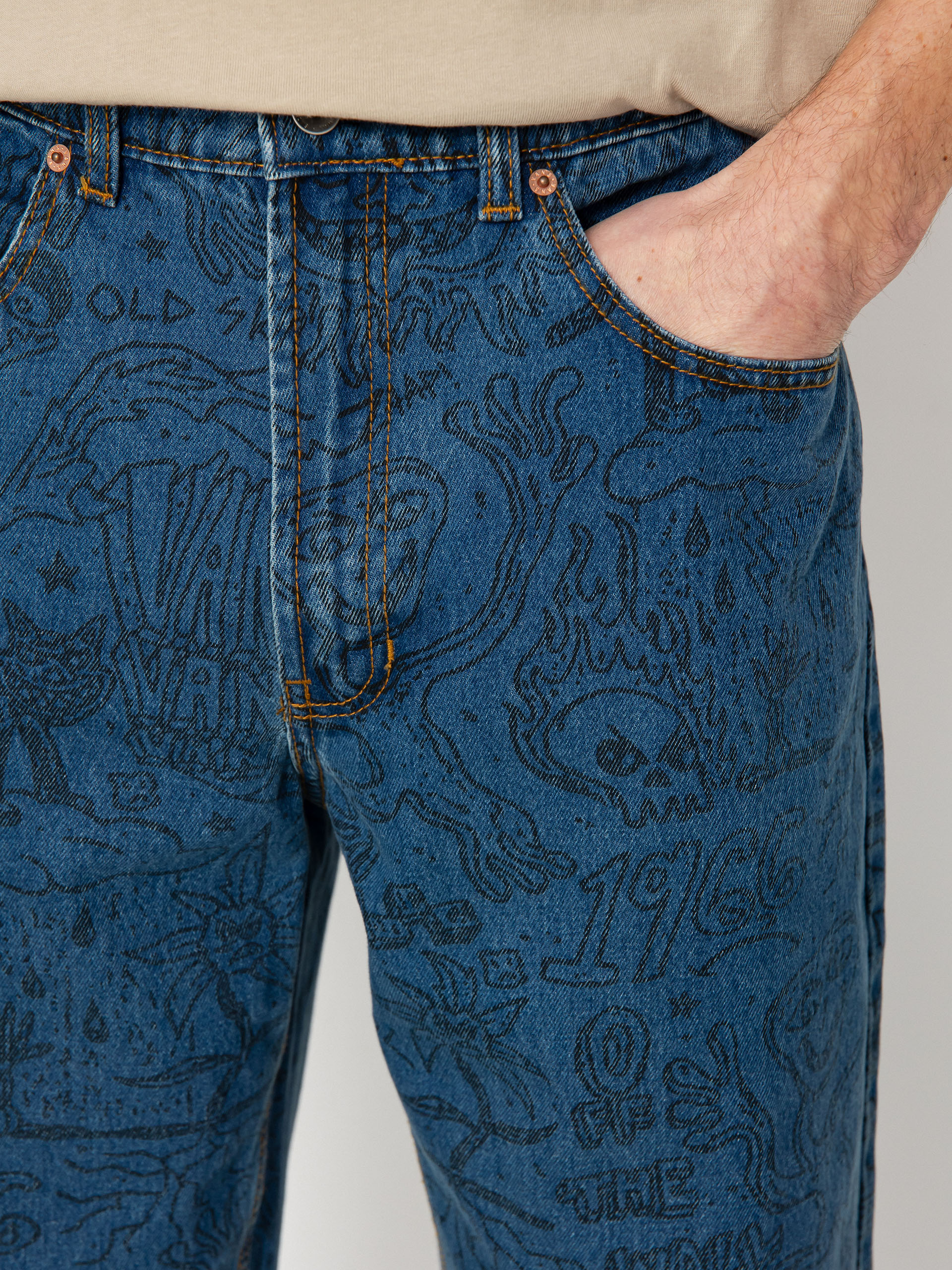 Spodnie Vans Check 5 Printed Loose Denim (vintage indigo)