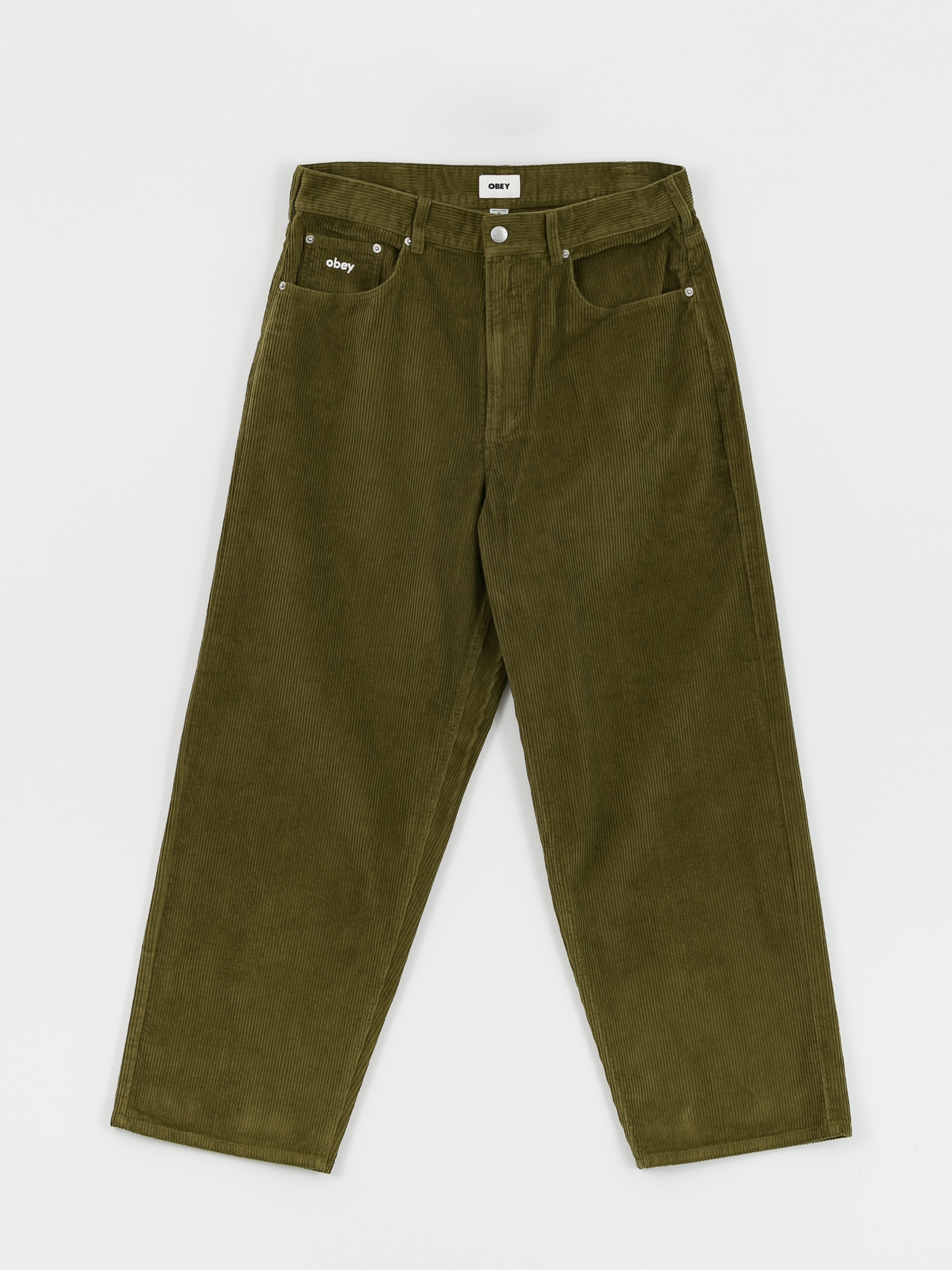 Spodnie OBEY Bigwig Baggy Corduroy (moss green)