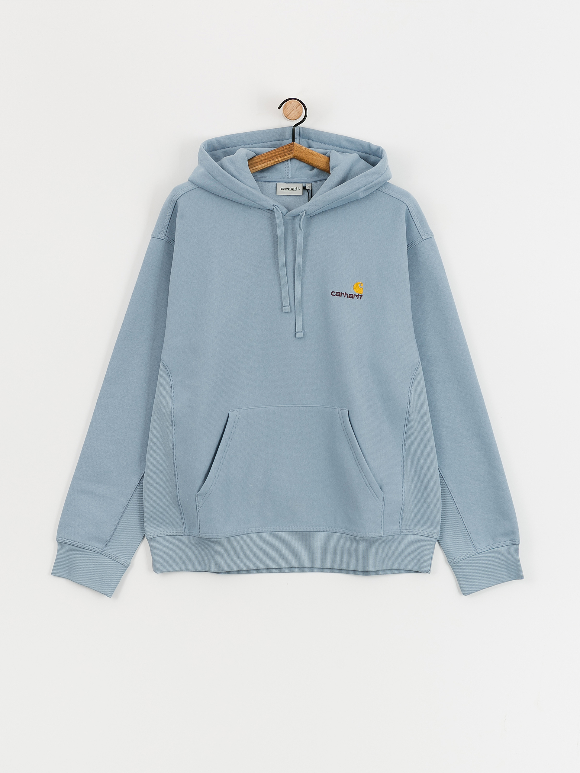 Bluza z kapturem Carhartt WIP American Script HD (frosted blue)