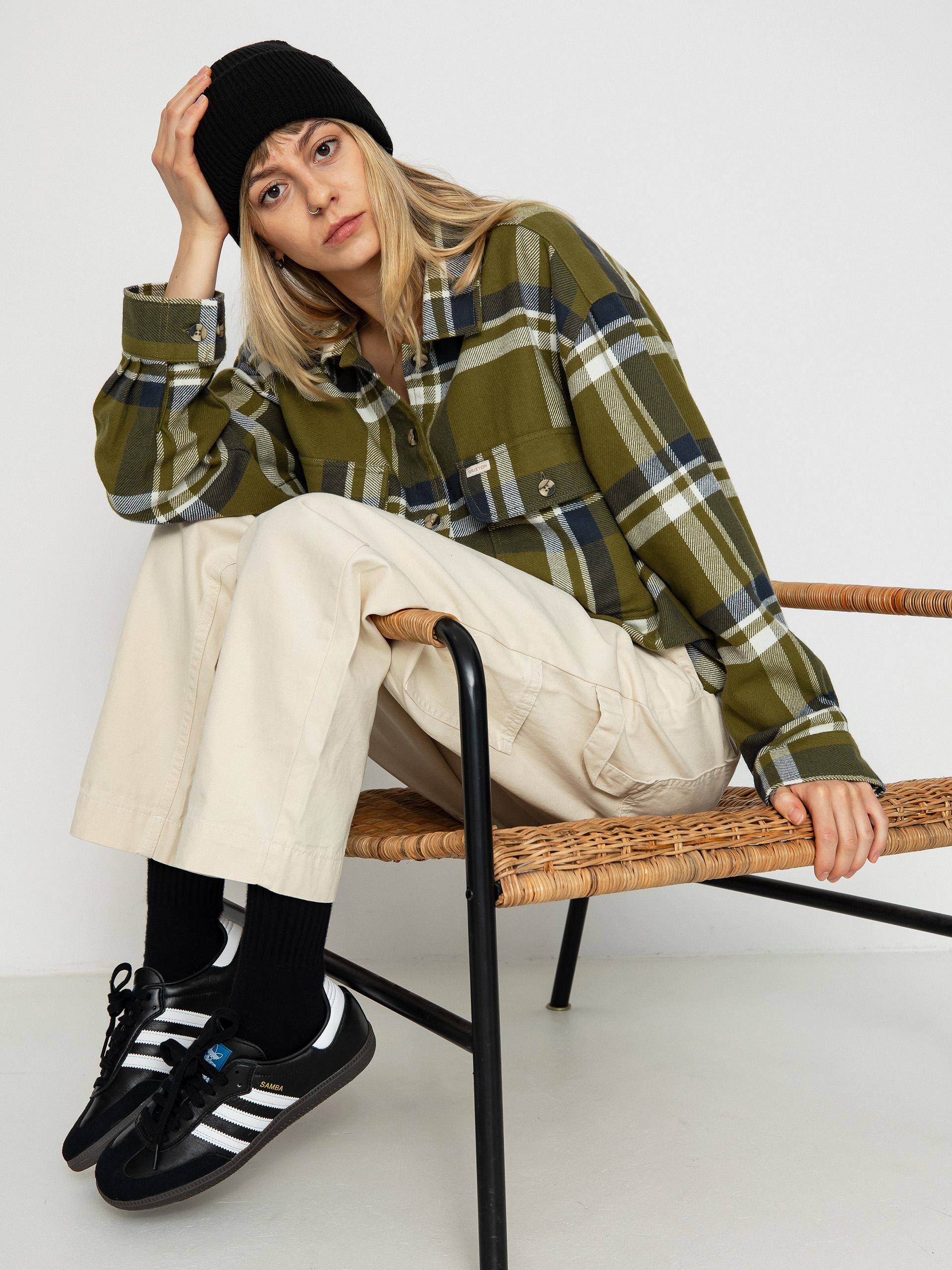 Koszula Brixton Bowery Flannel Ls Wmn (sea kelp/washed navy)