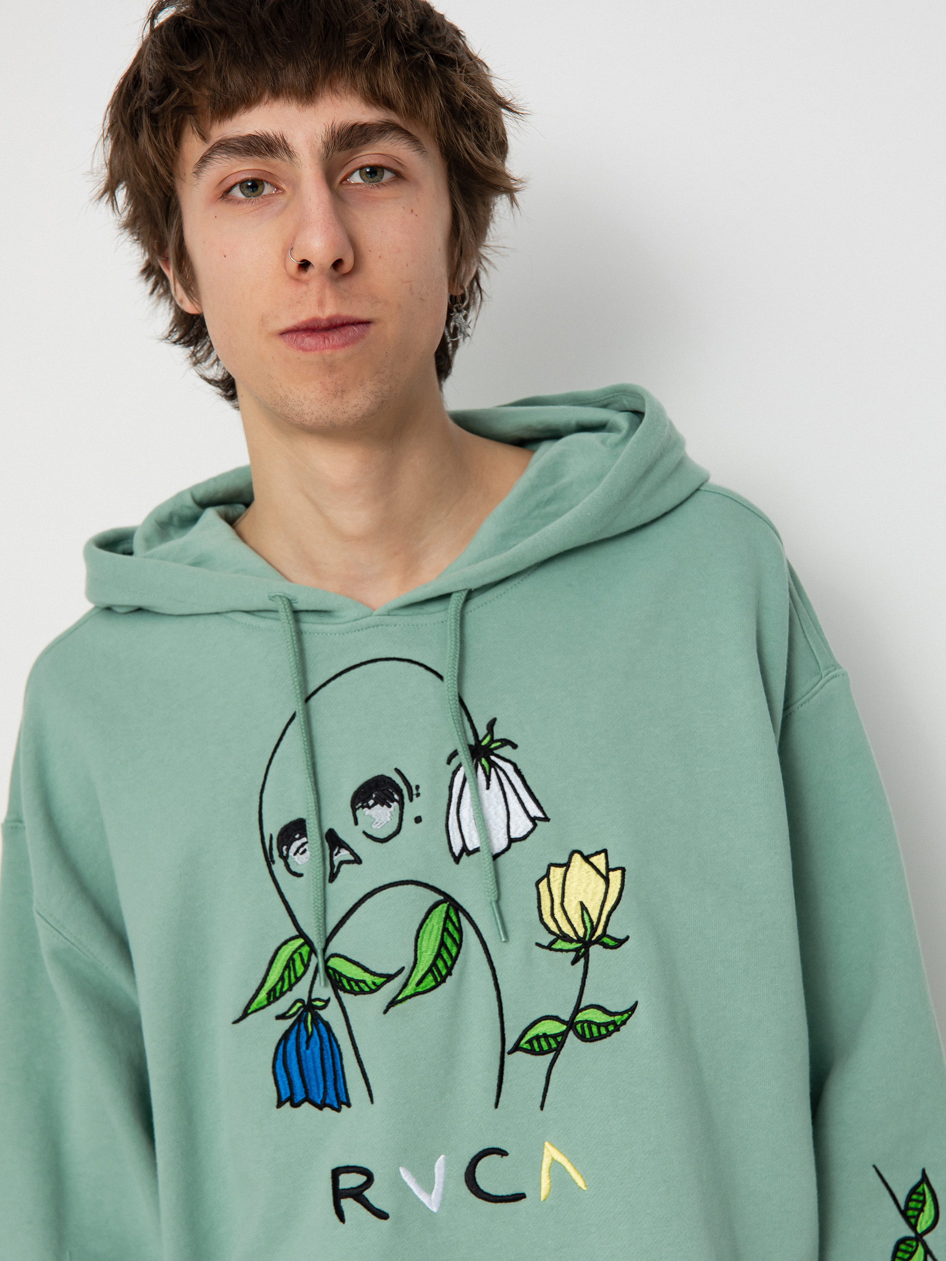Bluza z kapturem RVCA Flower Skull HD (green haze)