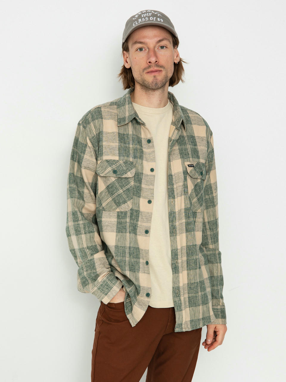 Koszula Brixton Bowery Stretch Wr Flannel (trekking green/oatmilk)