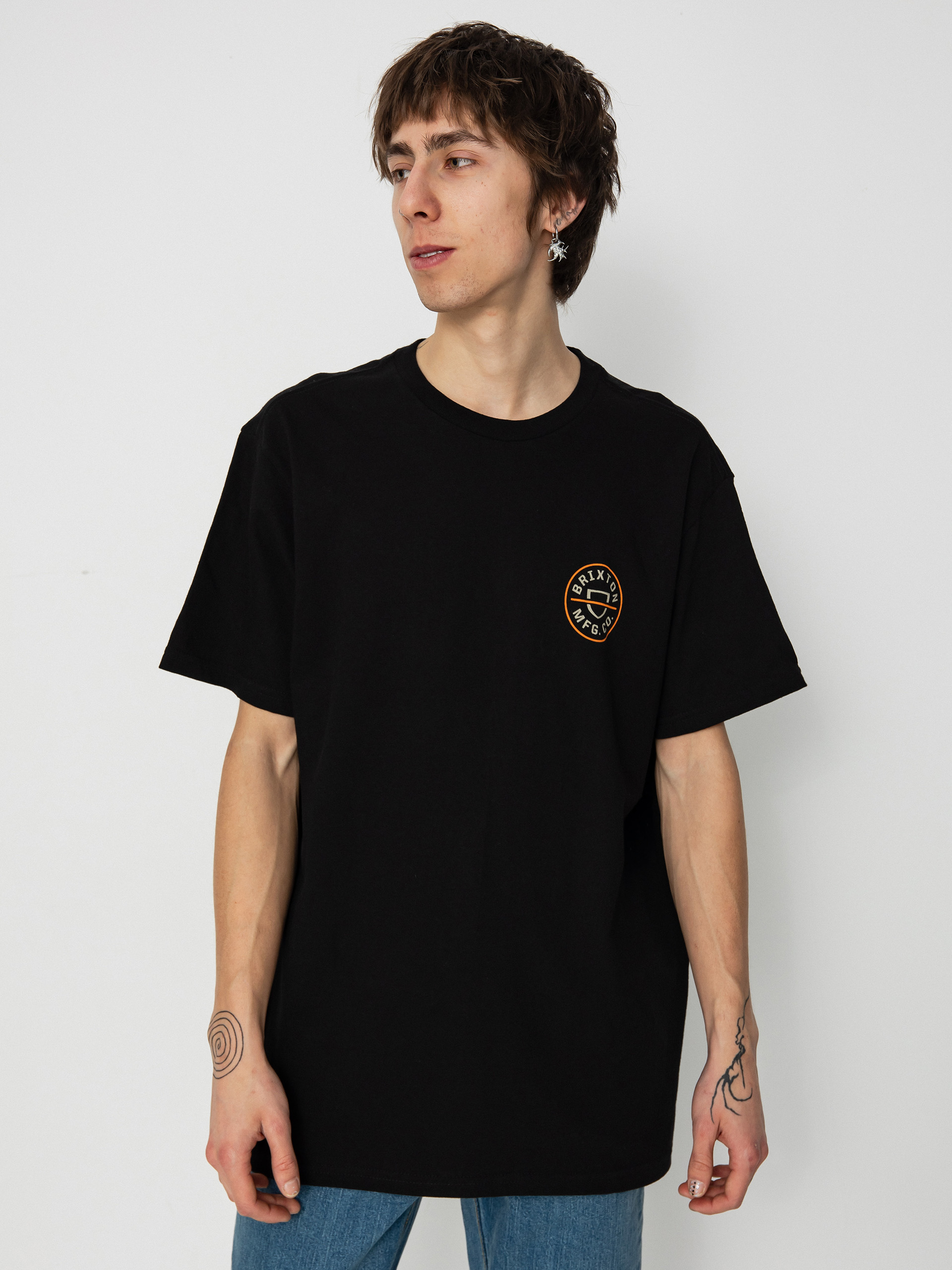 T-shirt Brixton Crest II Stt (black/persimmon orange/sand)