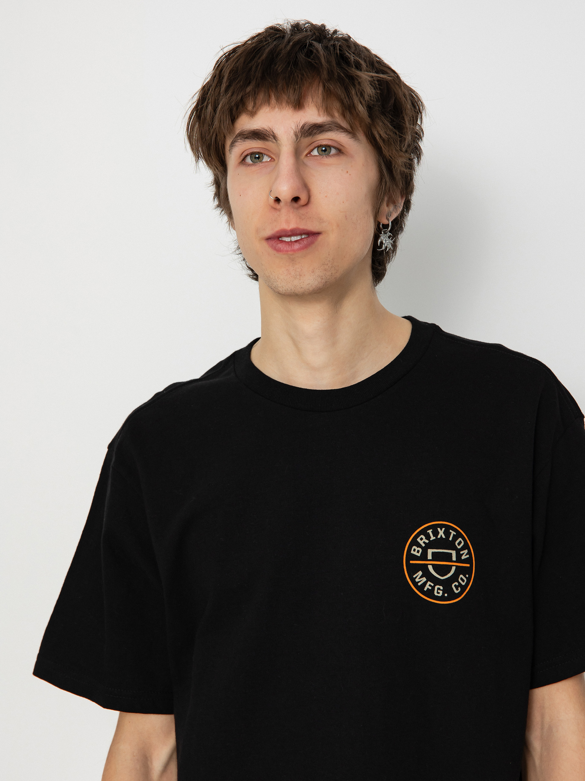 T-shirt Brixton Crest II Stt (black/persimmon orange/sand)