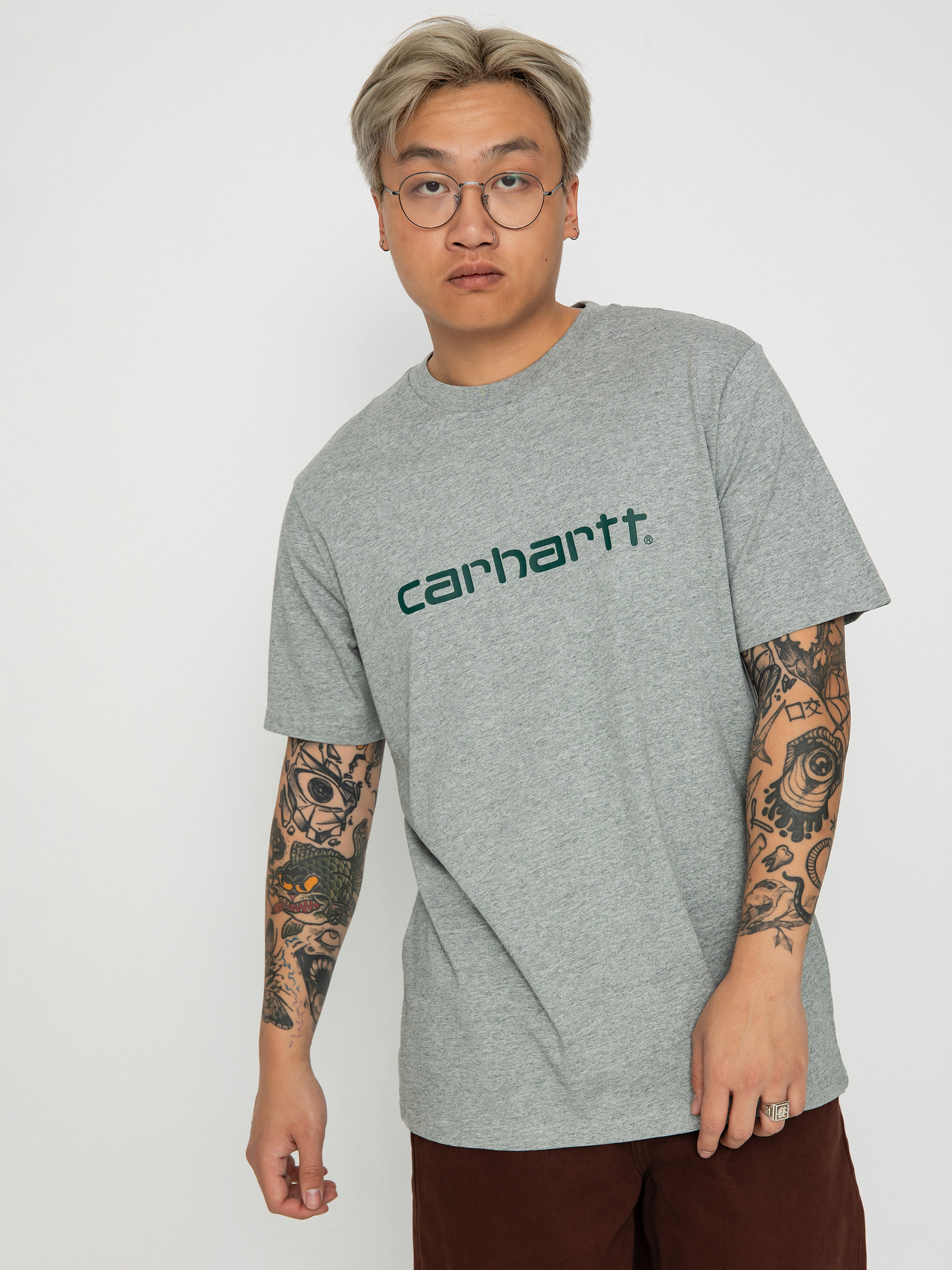 T-shirt Carhartt WIP Script (grey heather/chervil)