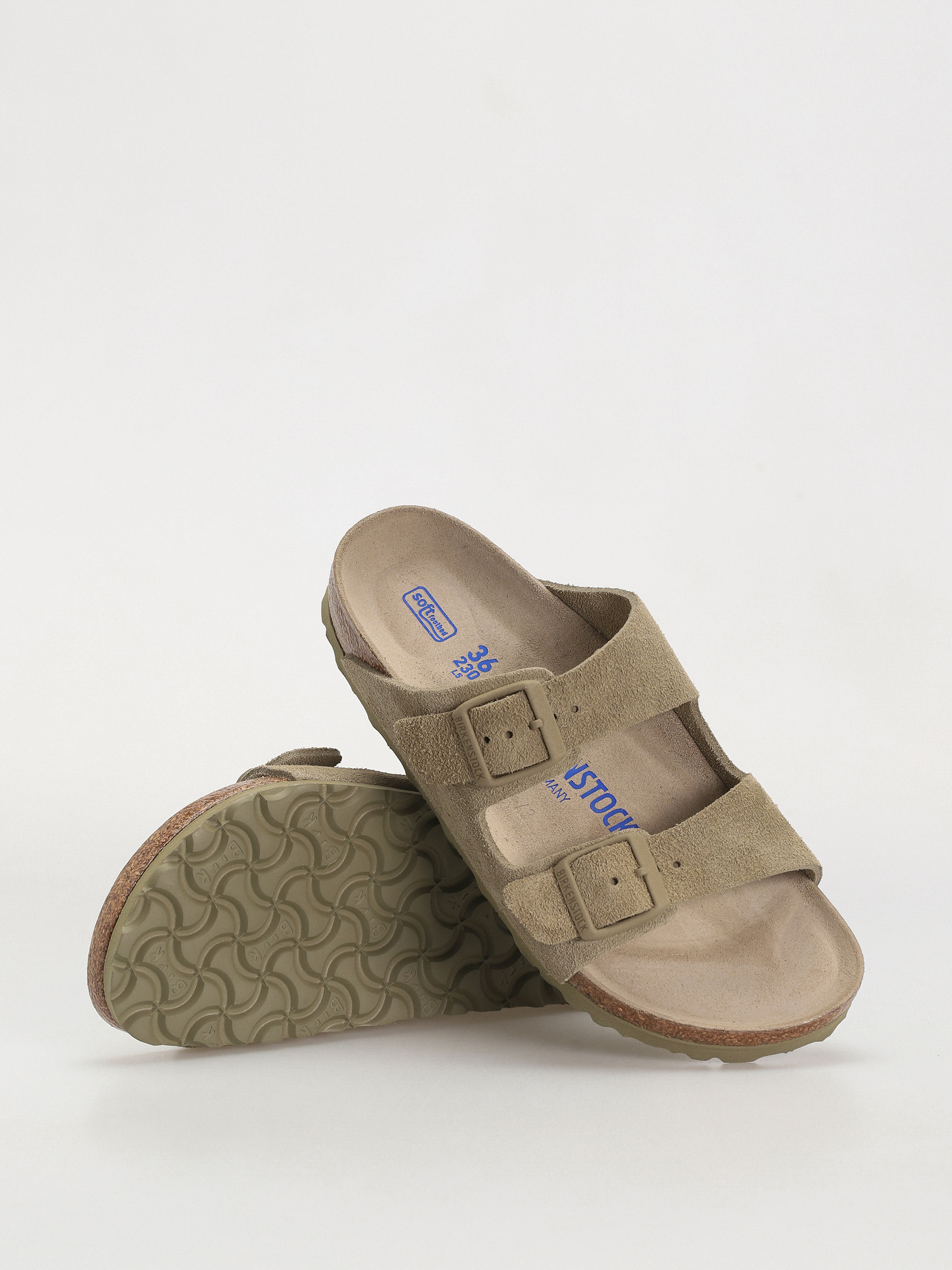 Klapki Birkenstock Arizona Suede Leather Narrow Wmn (faded khaki)