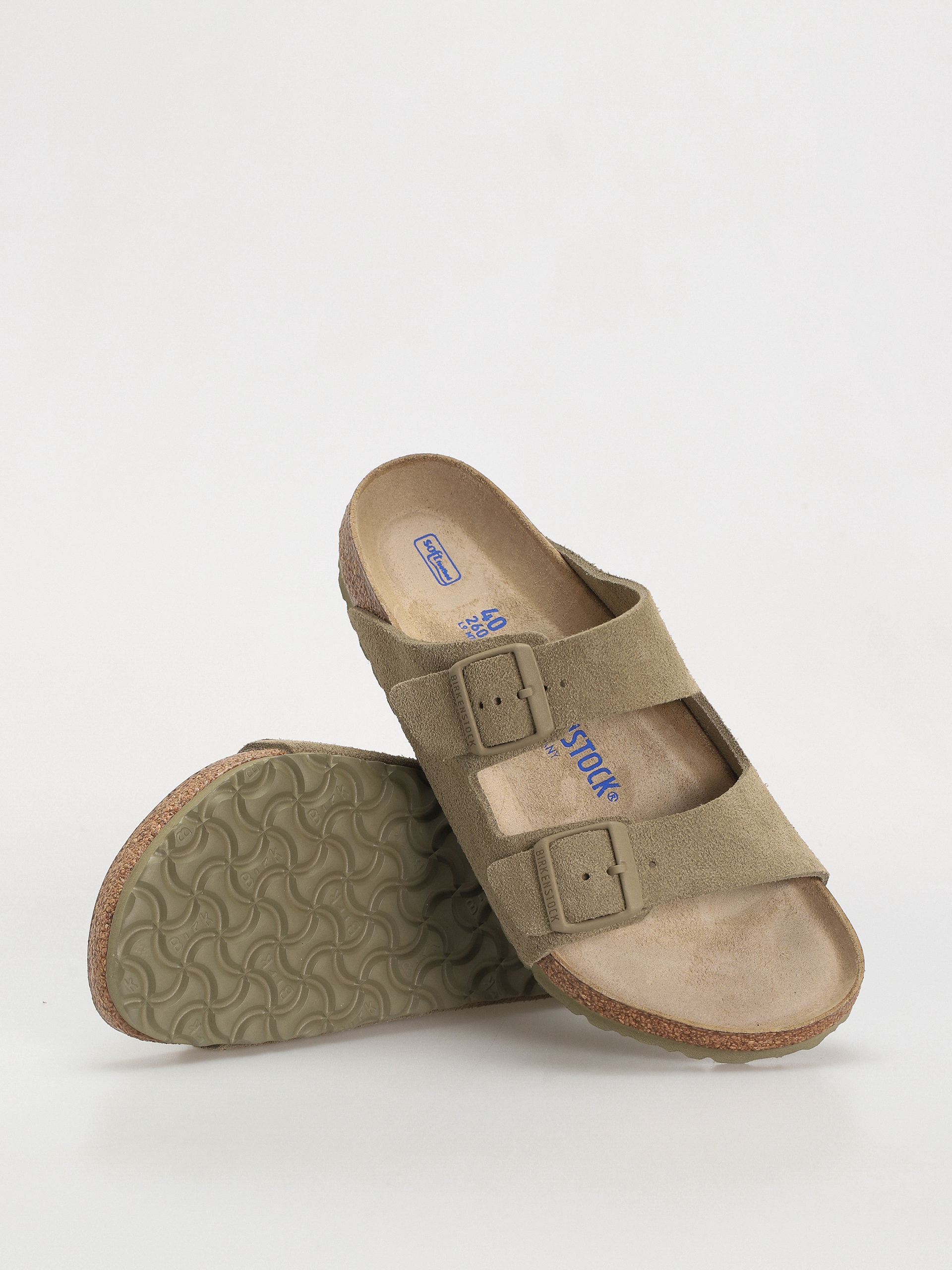 Klapki Birkenstock Arizona Suede Leather Regular (faded khaki)