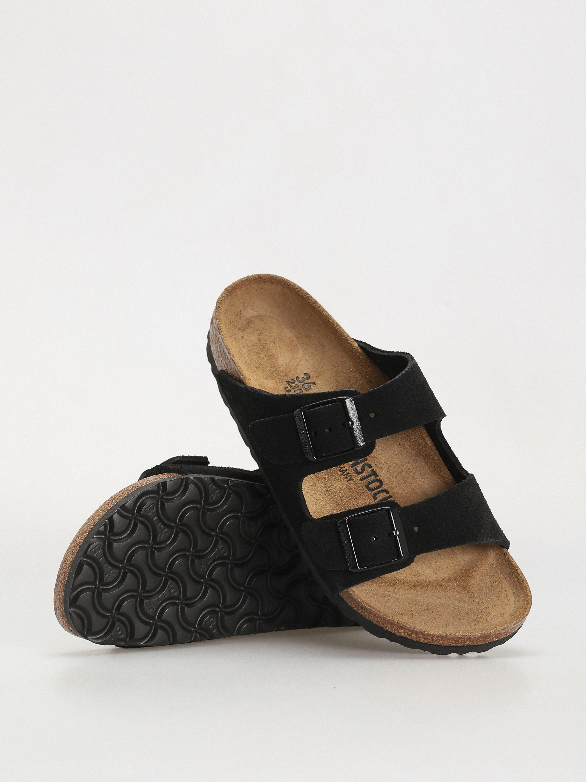 Klapki Birkenstock Arizona Suede Leather Narrow Wmn (black)