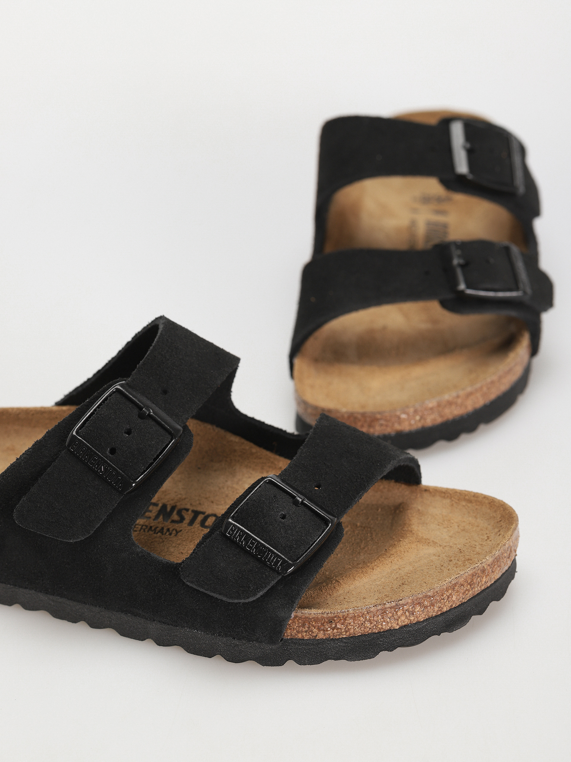 Klapki Birkenstock Arizona Suede Leather Narrow Wmn (black)