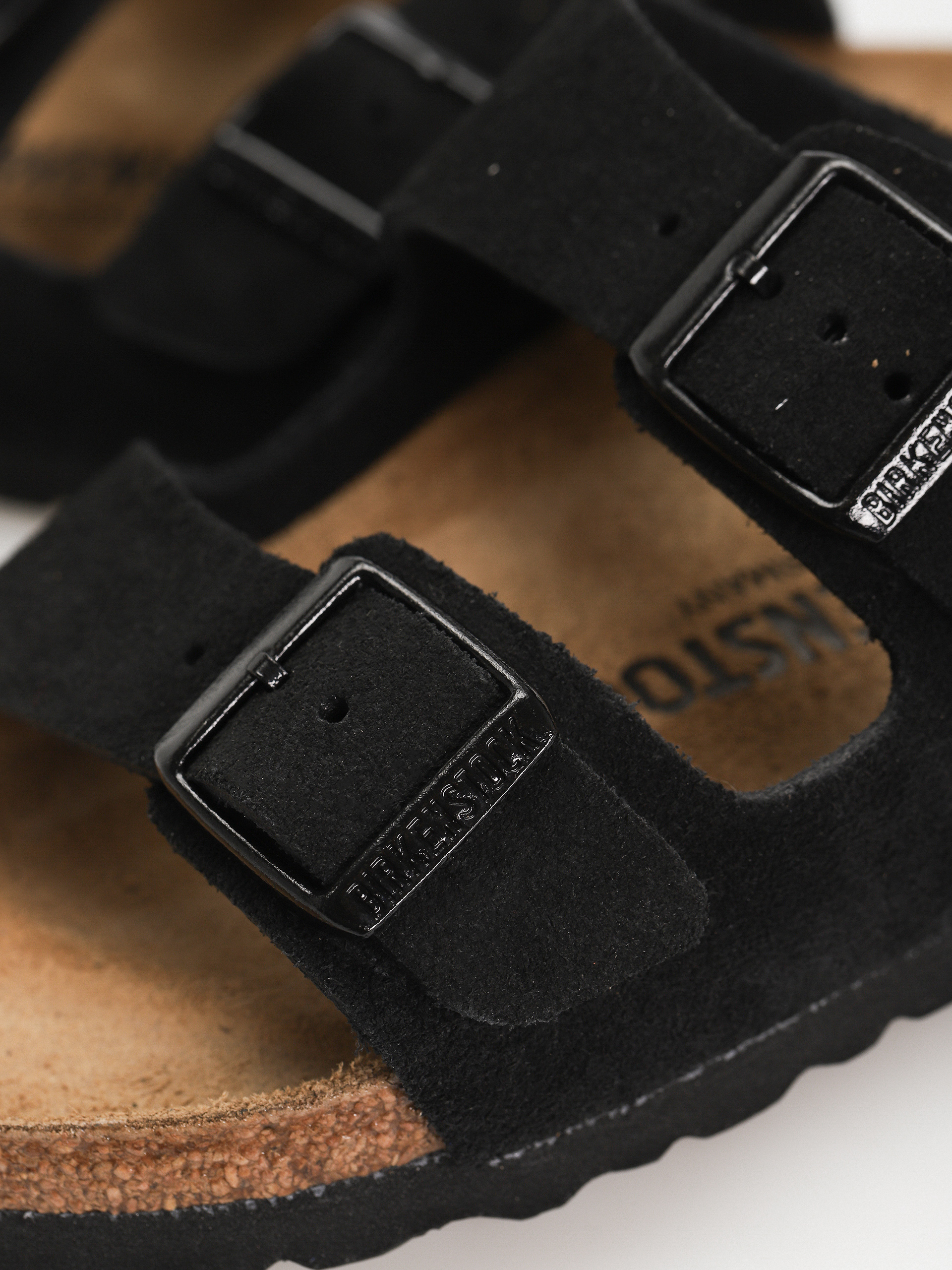 Klapki Birkenstock Arizona Suede Leather Narrow Wmn (black)