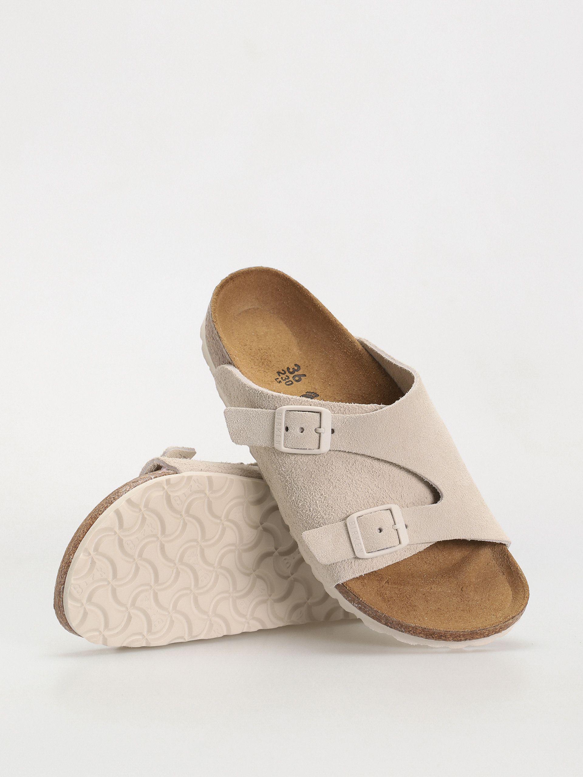 Klapki Birkenstock Zurich Suede Leather Narrow Wmn (antique white)