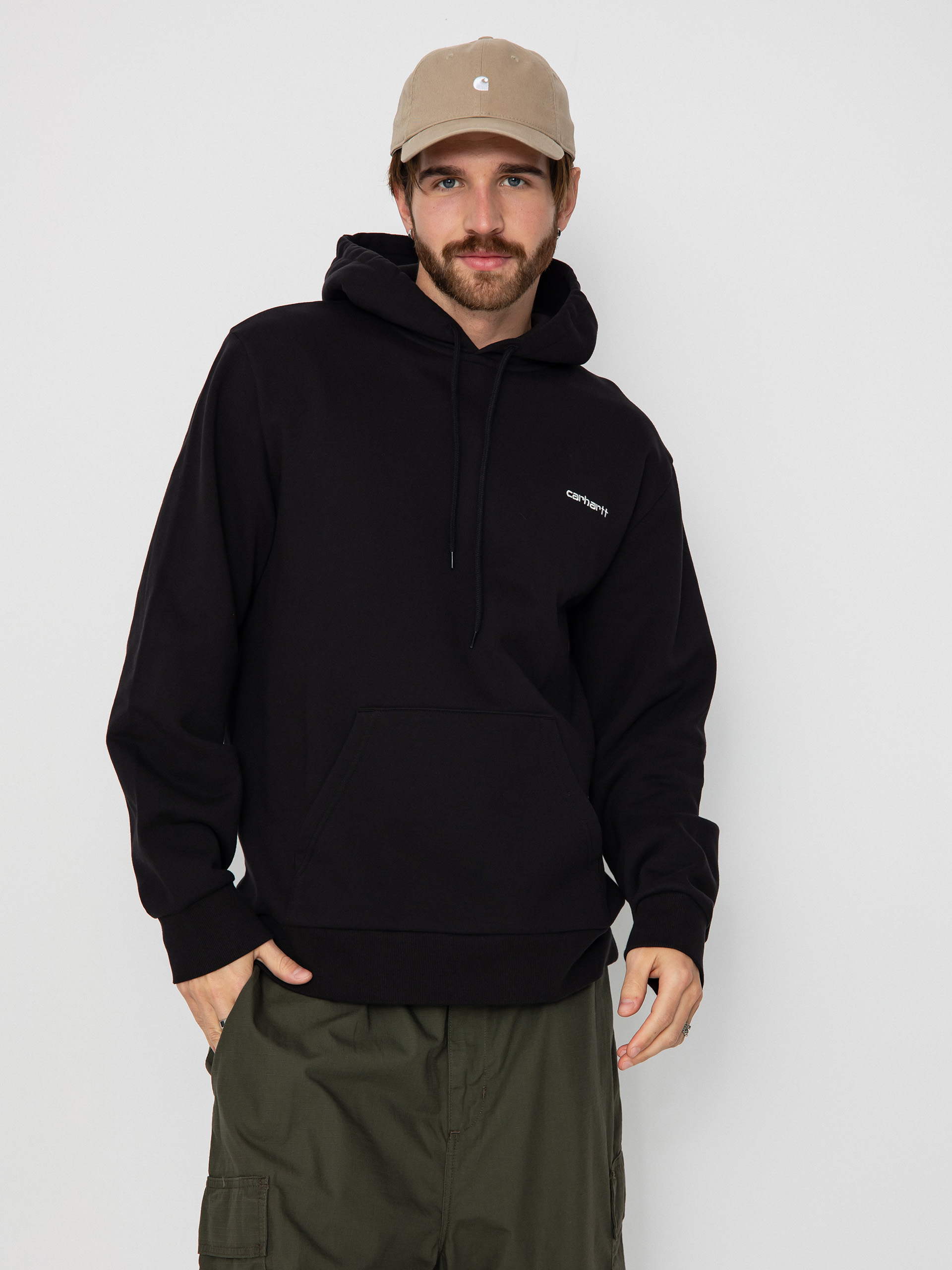 Bluza z kapturem Carhartt WIP Script Embroidery HD (black/white)