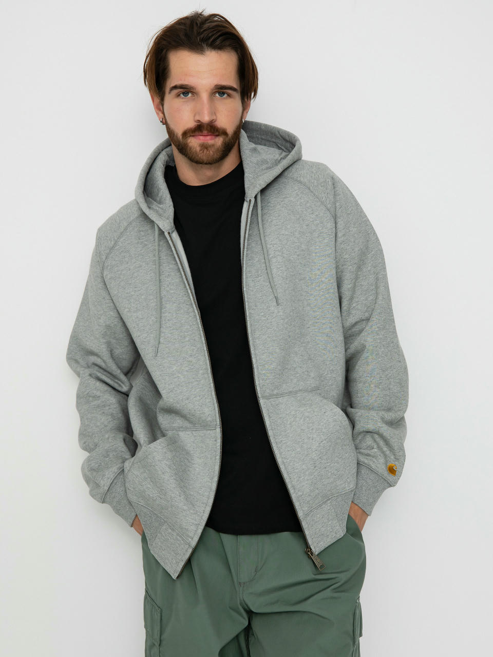 Bluza z kapturem Carhartt WIP Chase ZHD (grey heather/gold)