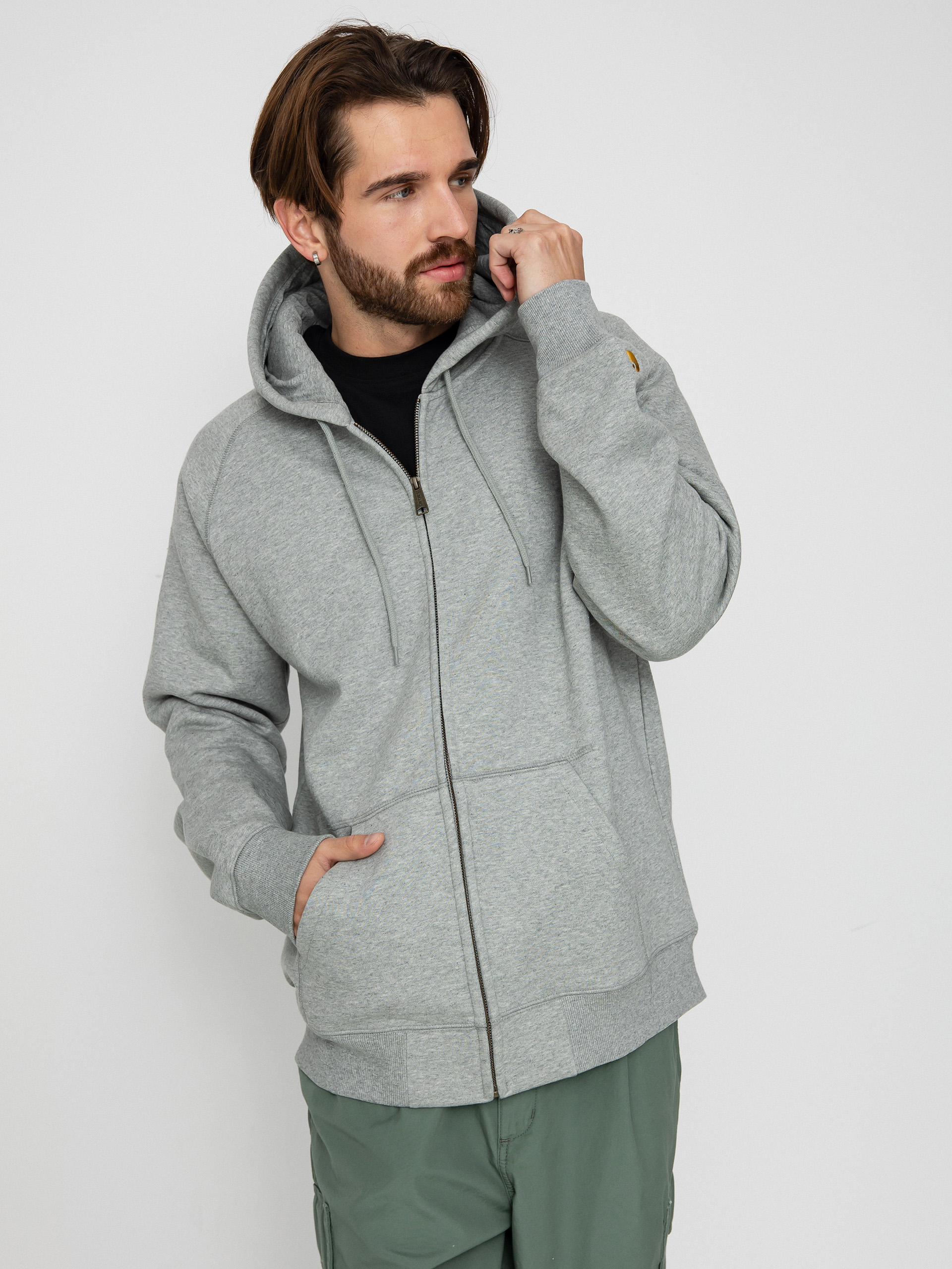 Bluza z kapturem Carhartt WIP Chase ZHD (grey heather/gold)