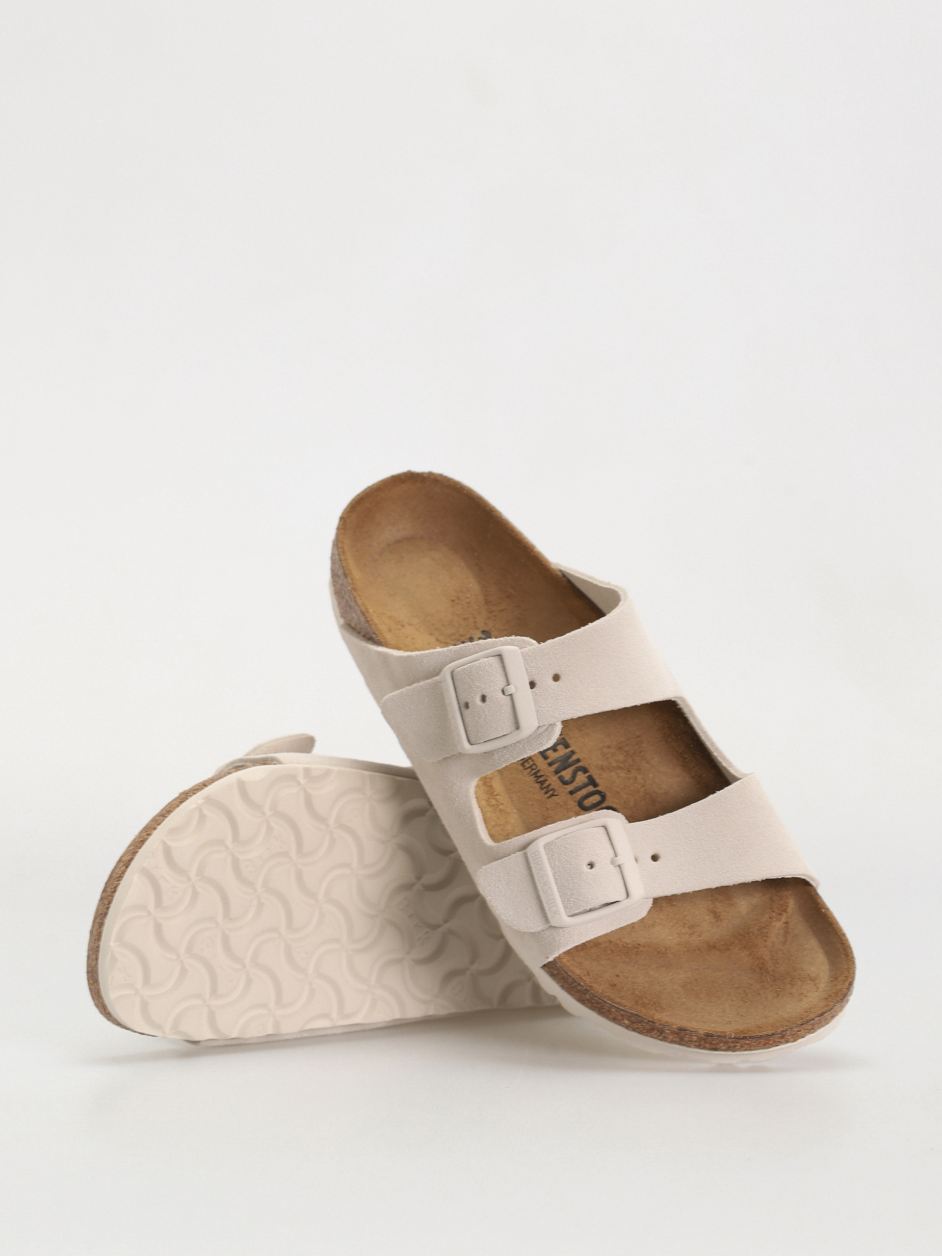 Klapki Birkenstock Arizona Suede Leather Narrow Wmn (antique white)