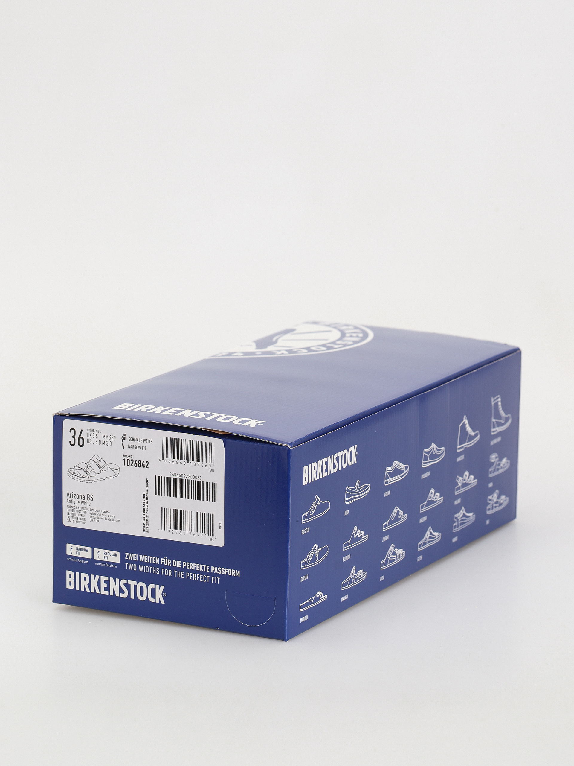 Klapki Birkenstock Arizona Suede Leather Narrow Wmn (antique white)