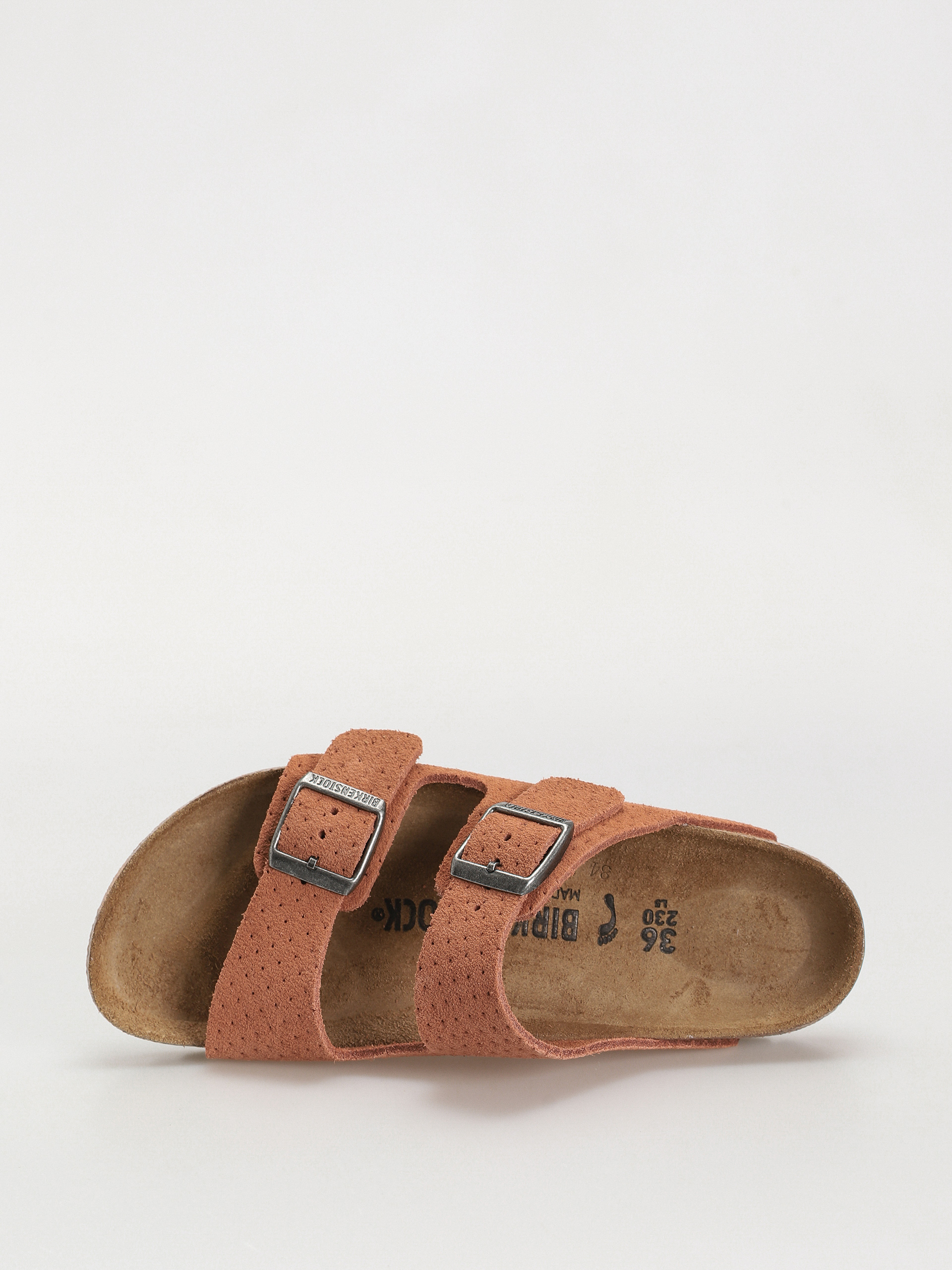 Klapki Birkenstock Arizona Suede Embossed Narrow Wmn (emboss dots burnt orange)