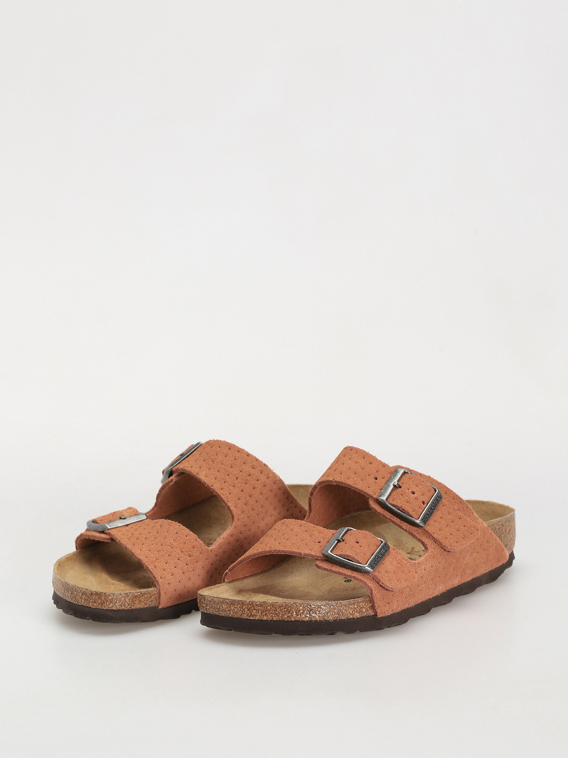 Klapki Birkenstock Arizona Suede Embossed Narrow Wmn (emboss dots burnt orange)