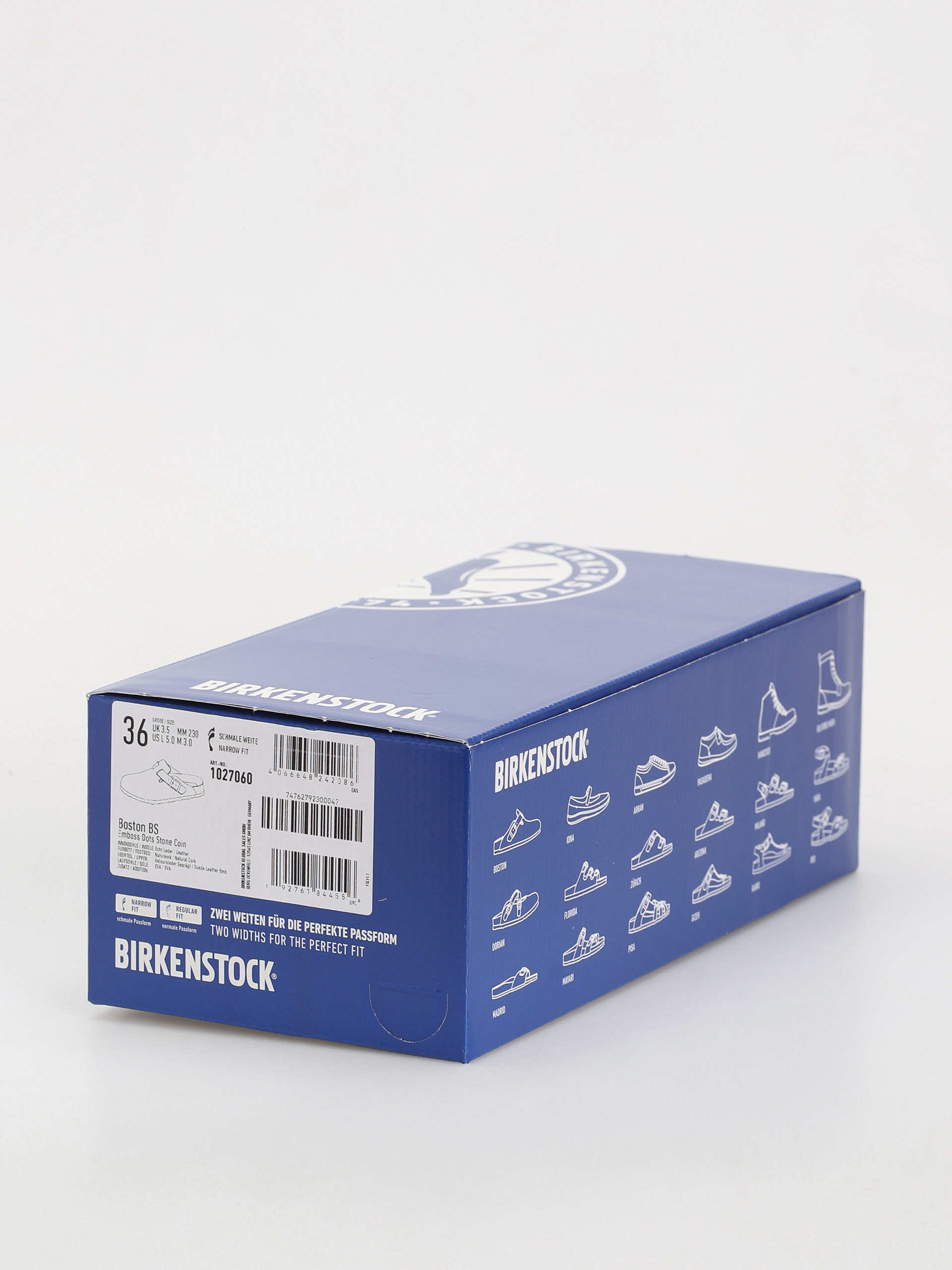 Klapki Birkenstock Boston Suede Embossed Narrow Wmn (emboss dots stone coin)