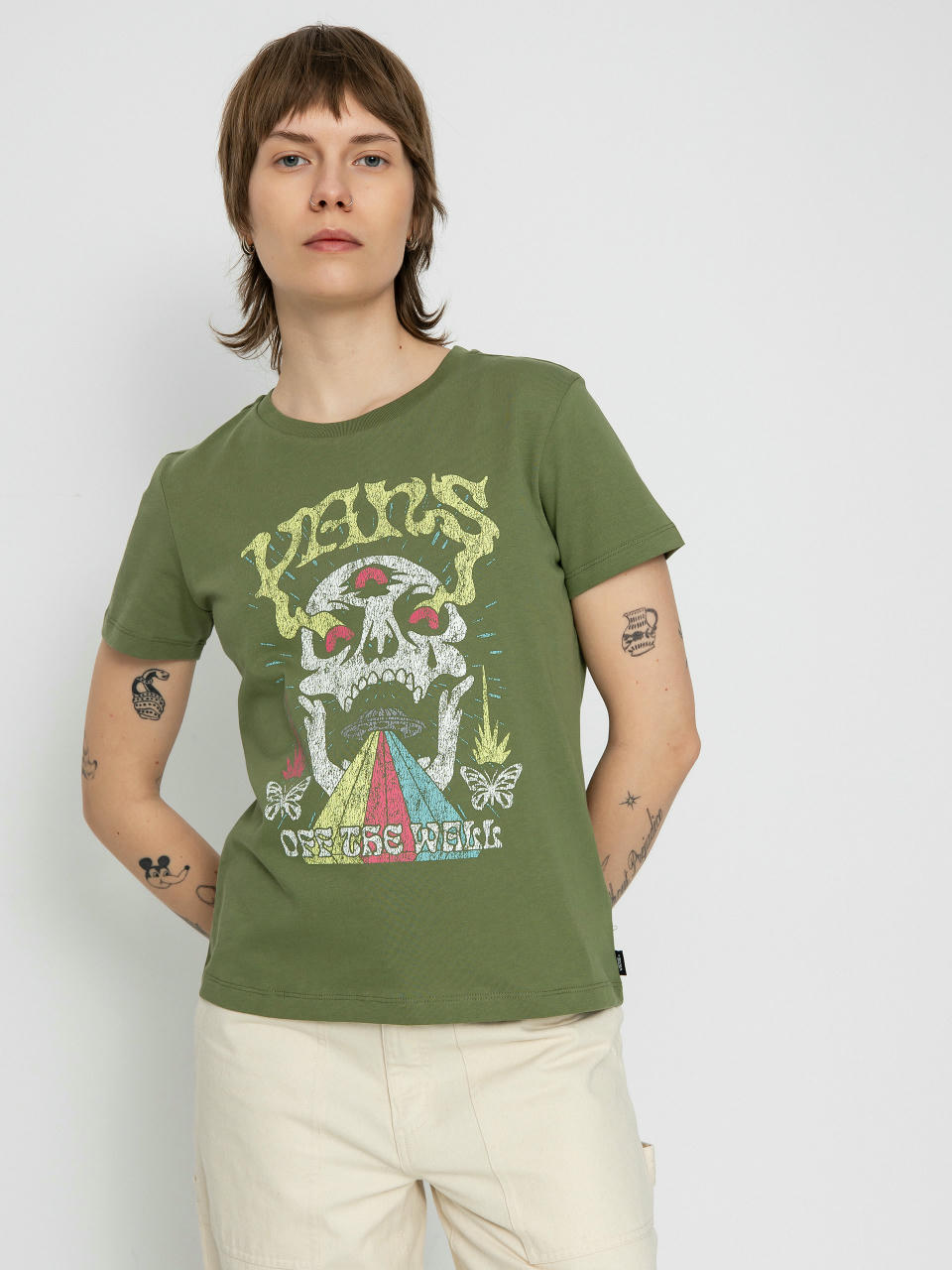 T-shirt Vans Skull Saucer Crew Wmn (olivine)