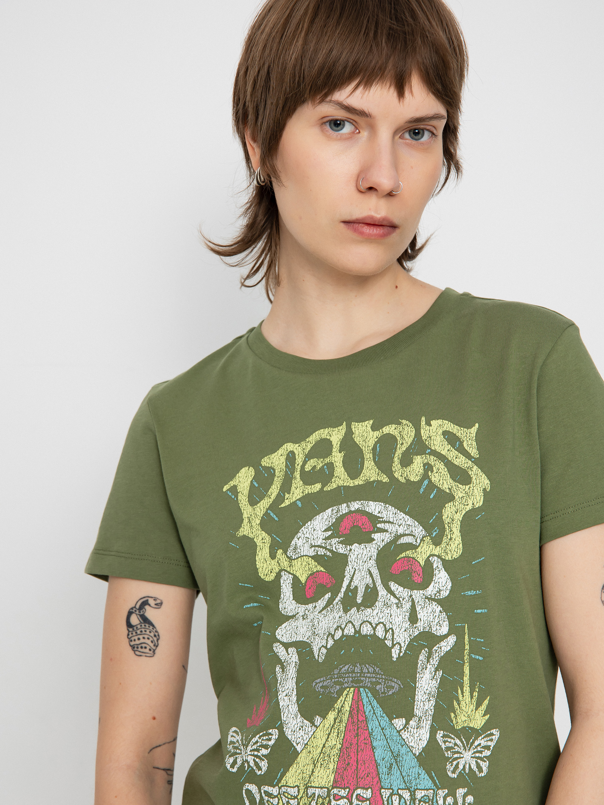 T-shirt Vans Skull Saucer Crew Wmn (olivine)