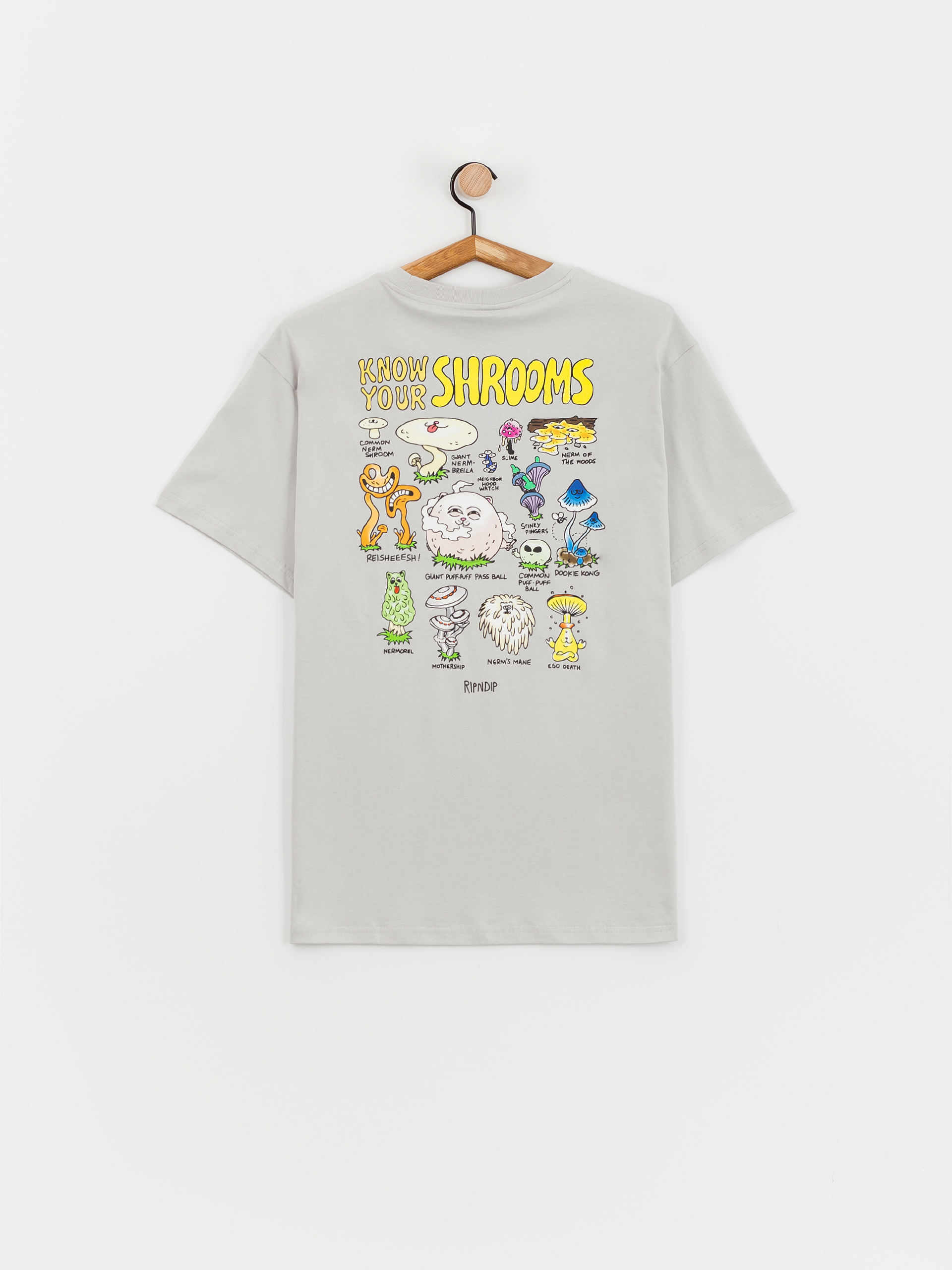RIPNDIP KNOW UR SHROOMS Tシャツ 半袖 Grey 送料込み RIPNDIP リップンディップ Tシャツ 猫 半袖 Know Ur Shrooms Tee