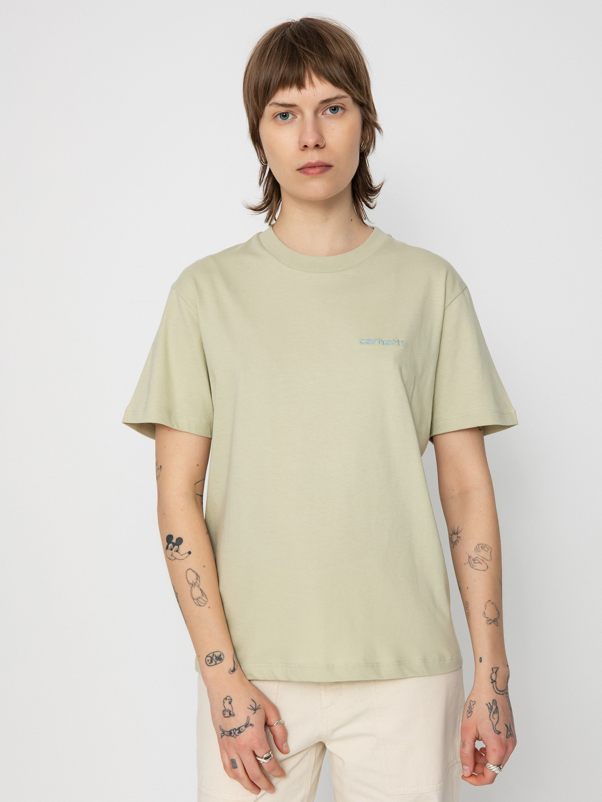 T-shirt Carhartt WIP Script Embroidery Wmn (beryl/frosted blue)