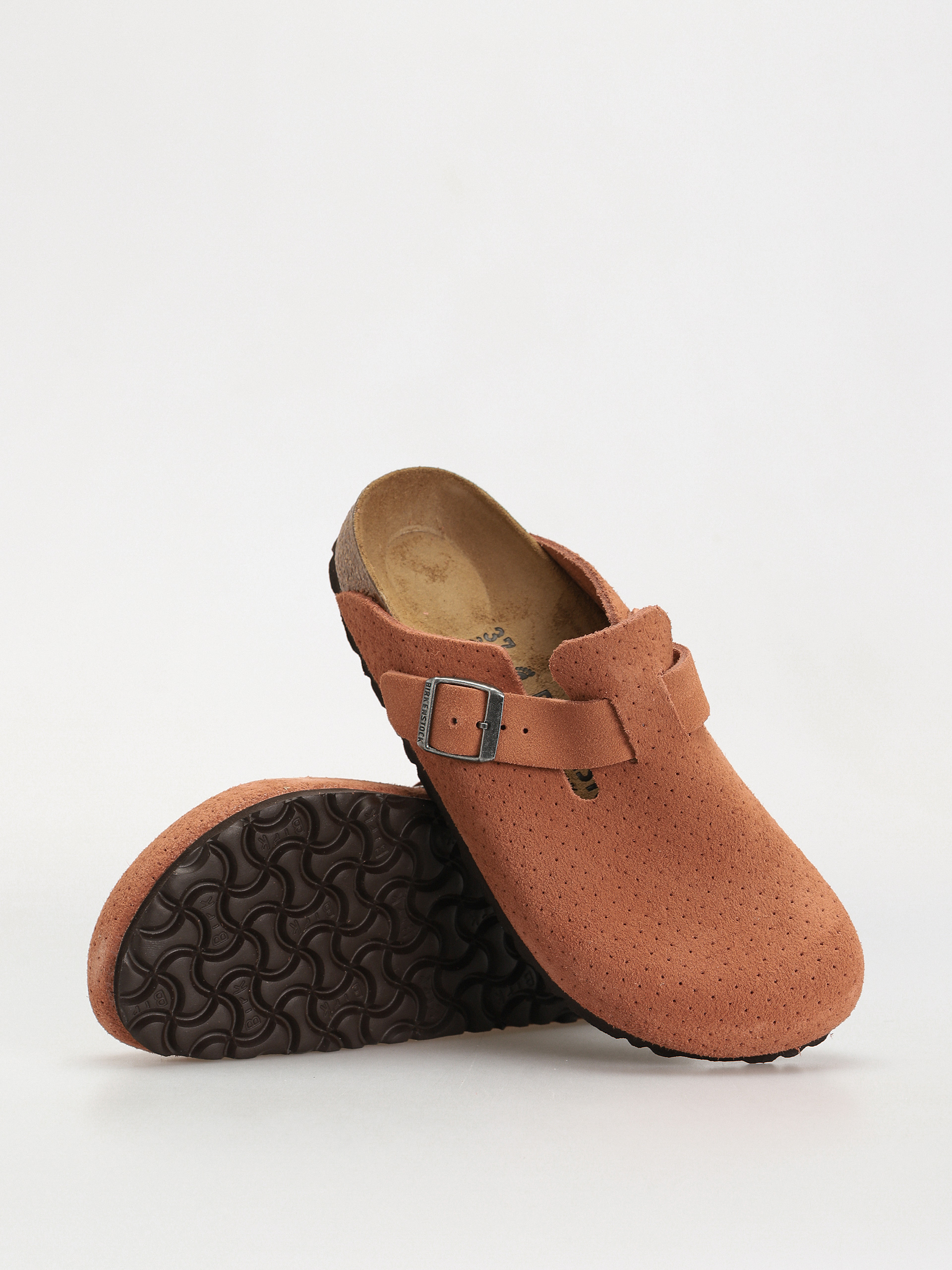 Klapki Birkenstock Boston Suede Embossed Narrow Wmn (emboss dots burnt orange)