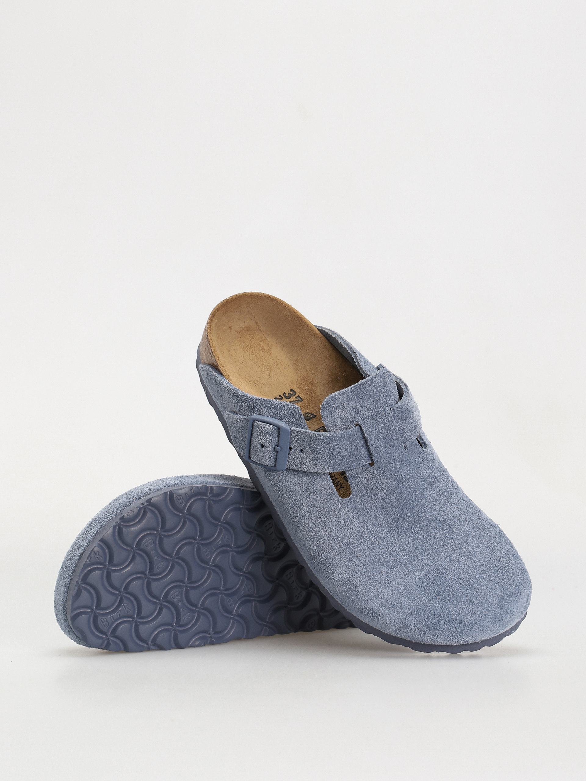 Klapki Birkenstock Boston Suede Leather Narrow Wmn (elemental blue)