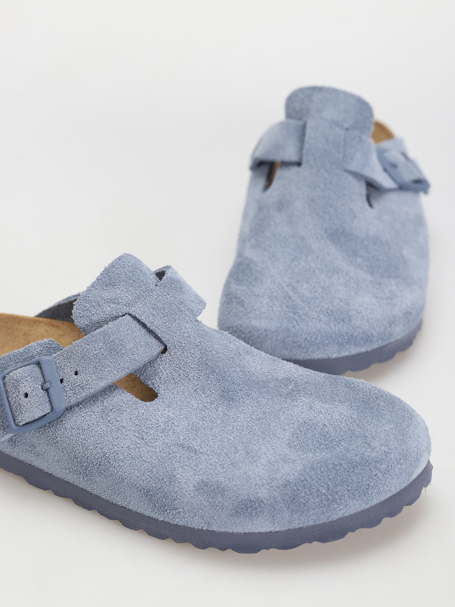 Klapki Birkenstock Boston Suede Leather Narrow Wmn (elemental blue)