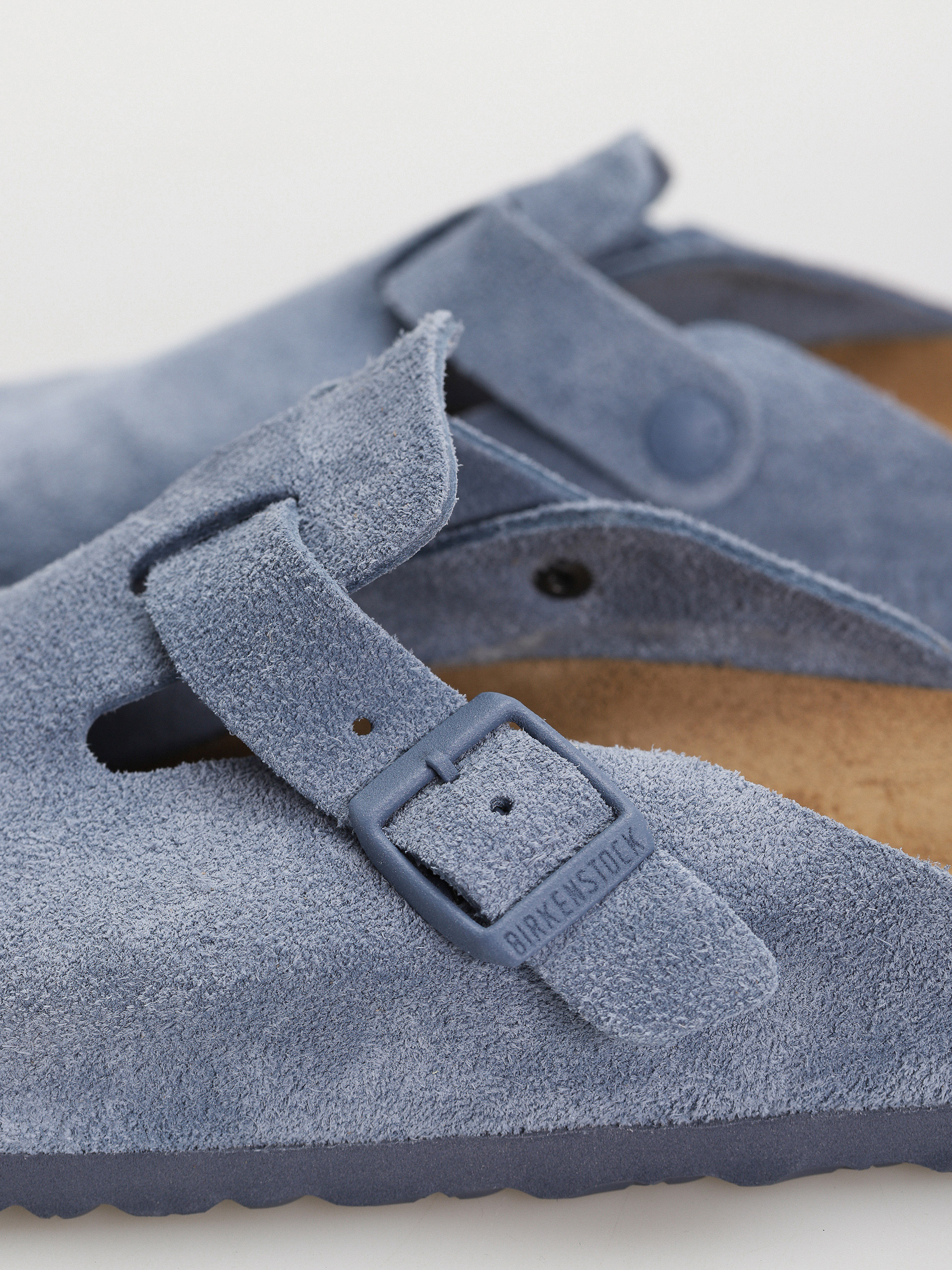 Klapki Birkenstock Boston Suede Leather Narrow Wmn (elemental blue)