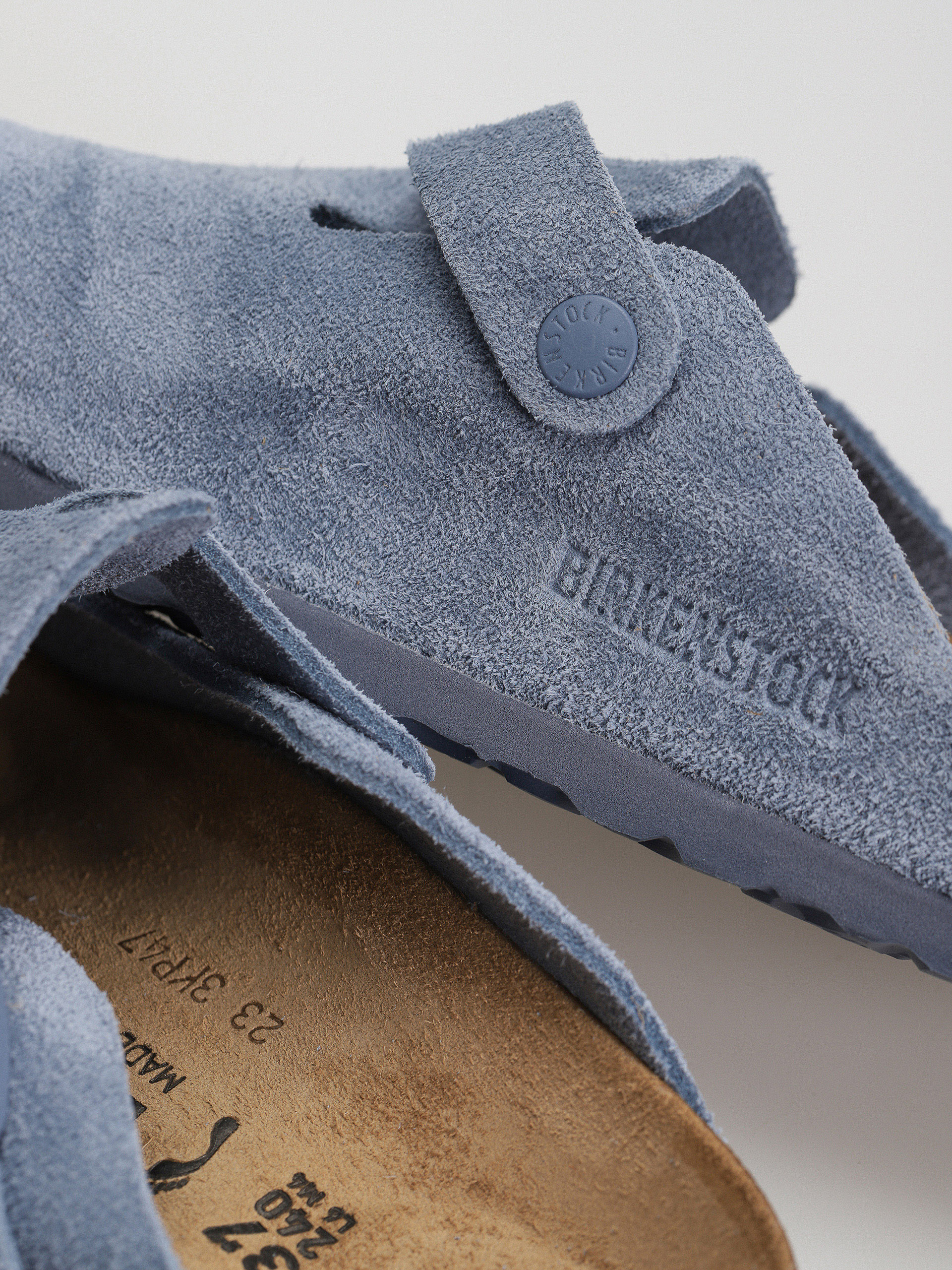 Klapki Birkenstock Boston Suede Leather Narrow Wmn (elemental blue)