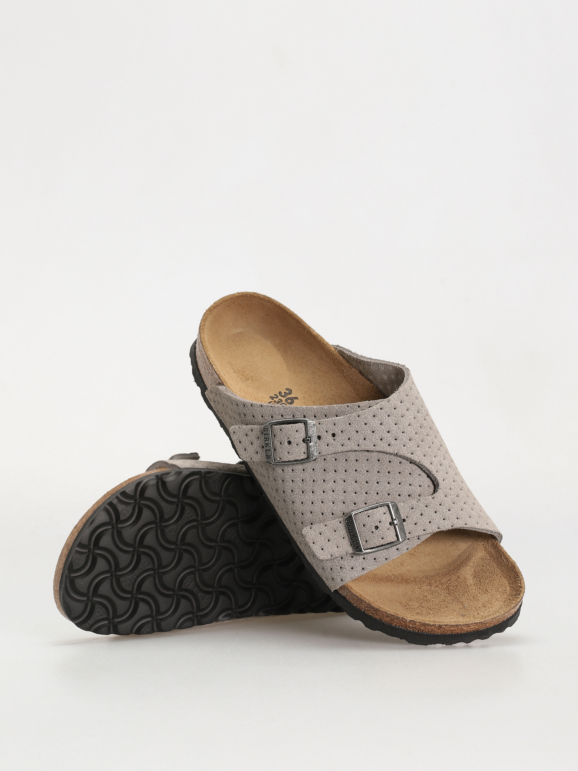 Klapki Birkenstock Zurich Suede Embossed Narrow Wmn (emboss dots stone coin)