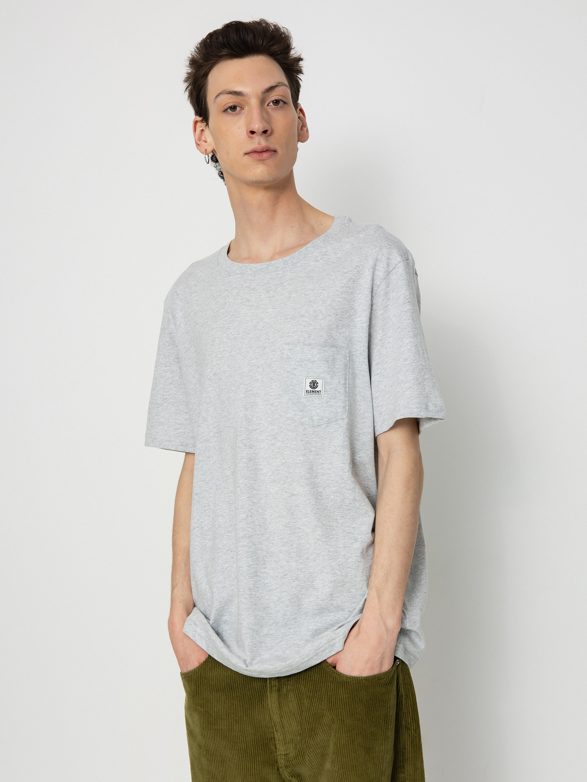 T-shirt Element Basic Pocket Label - szary (mid grey heather)