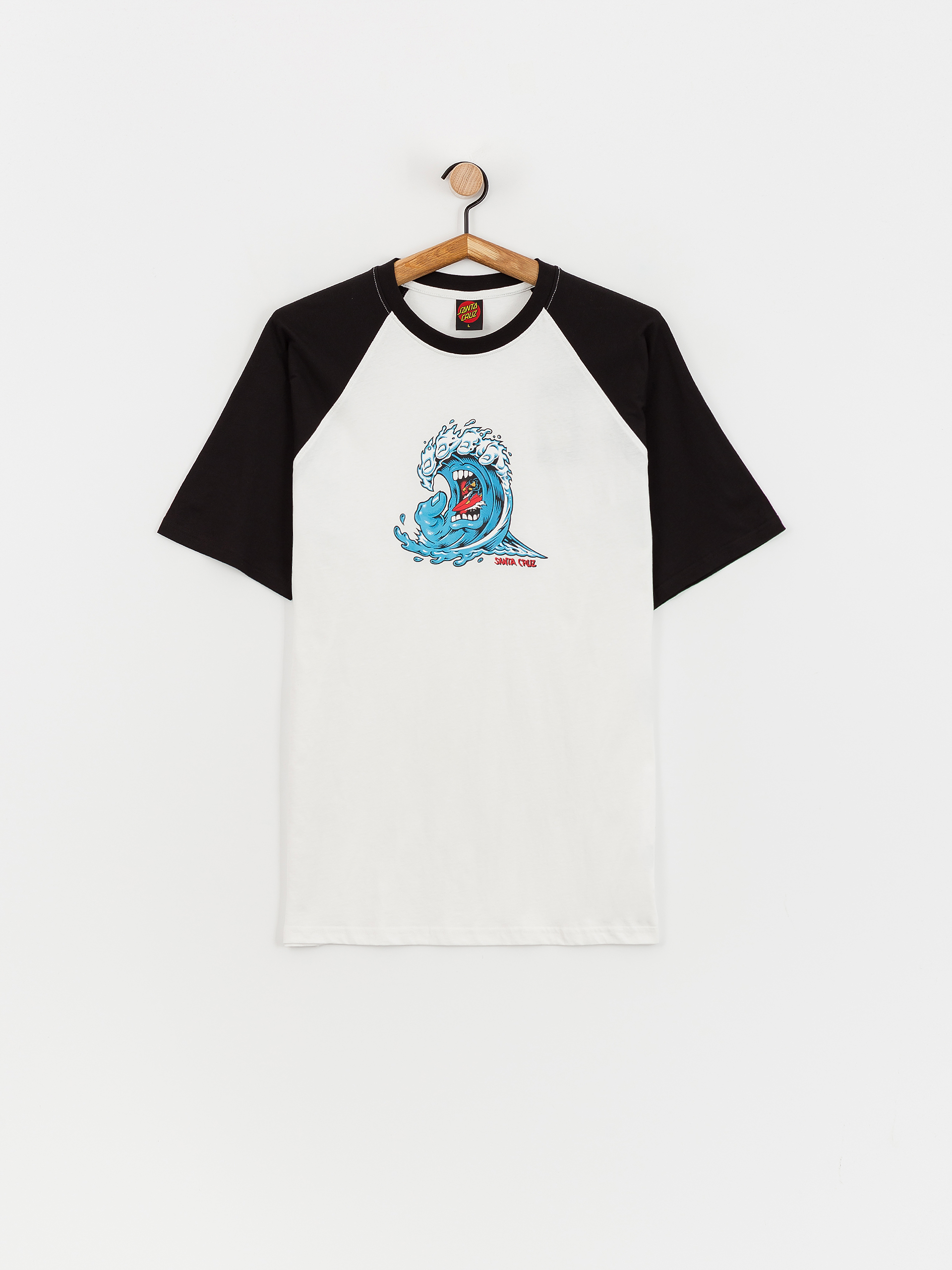 T-shirt Santa Cruz Screaming Wave Front Raglan (white/black)