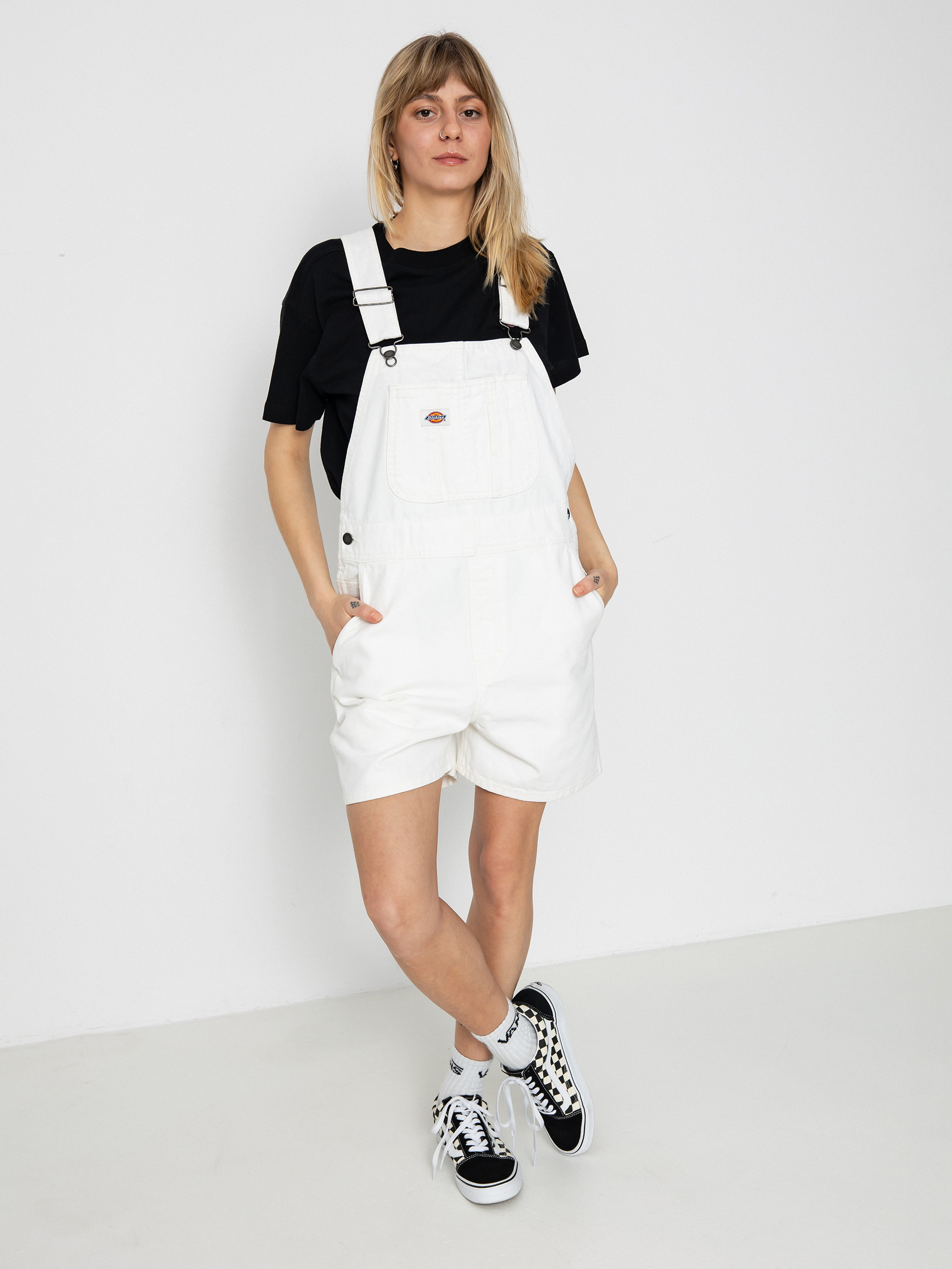 Szorty Dickies Duck Canvas Bib Wmn (stone washed cloud)