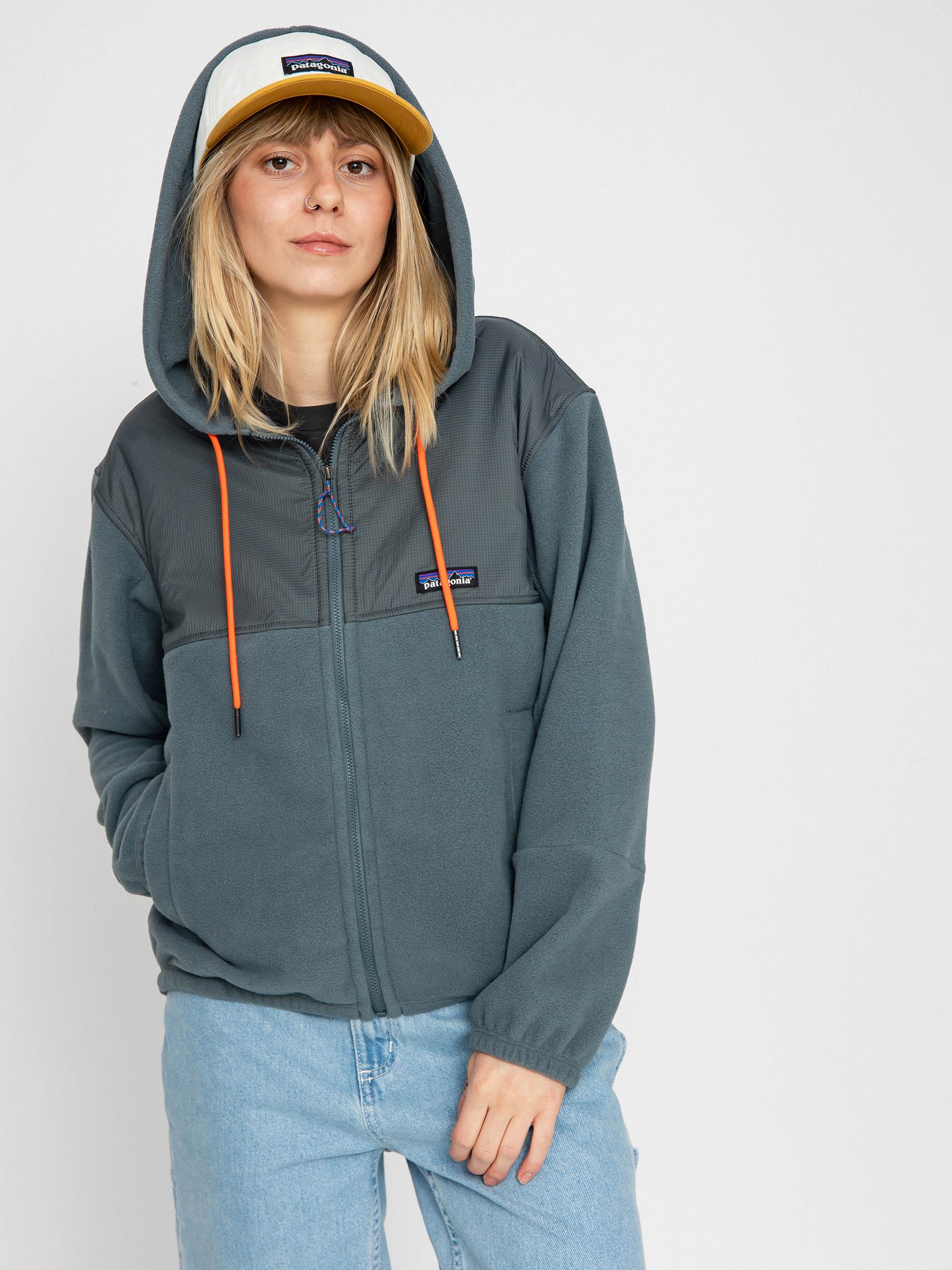 Damski Polar Patagonia Microdini Hoody (nouveau green campfire orange)