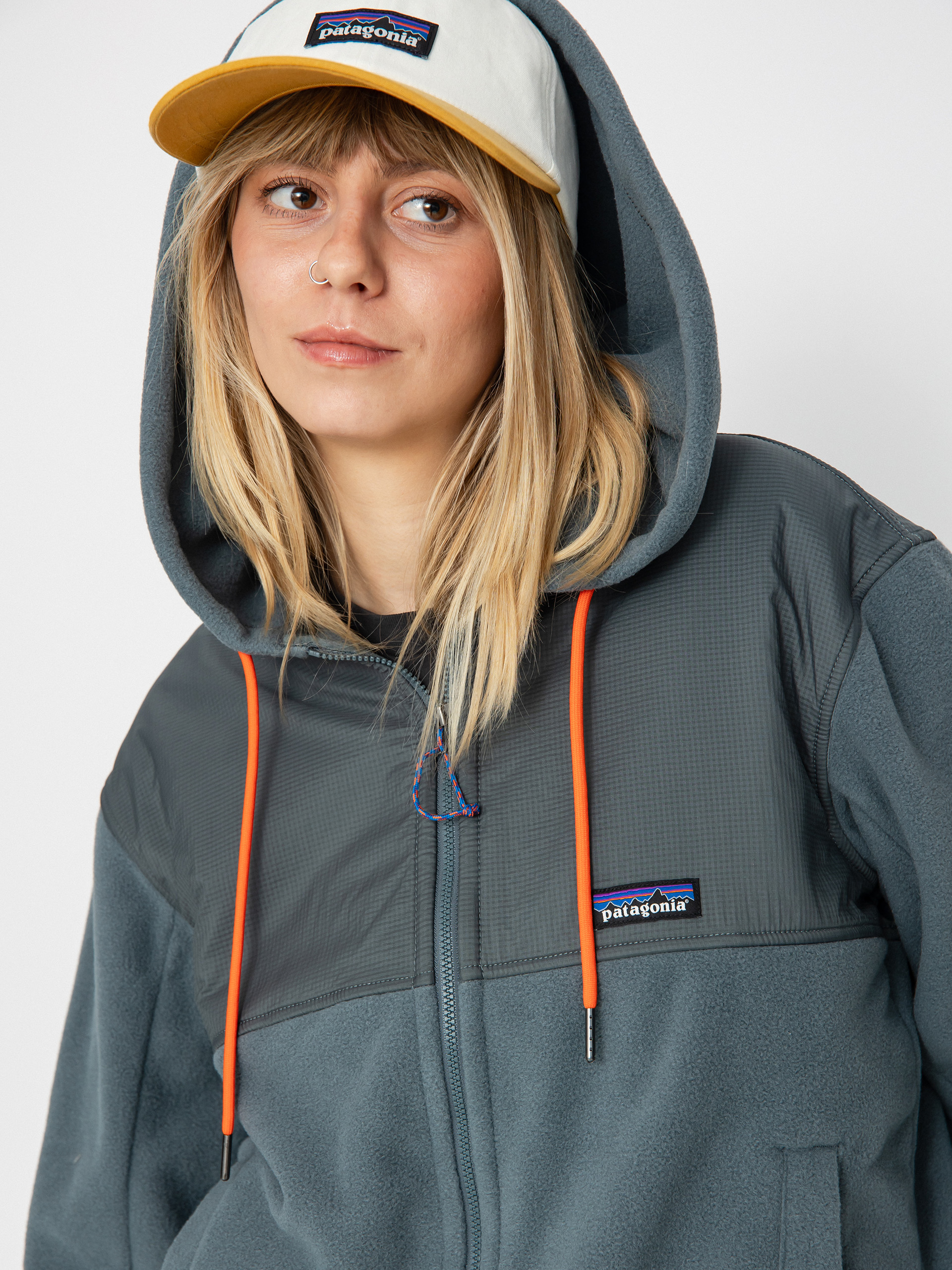 Damski Polar Patagonia Microdini Hoody (nouveau green campfire orange)