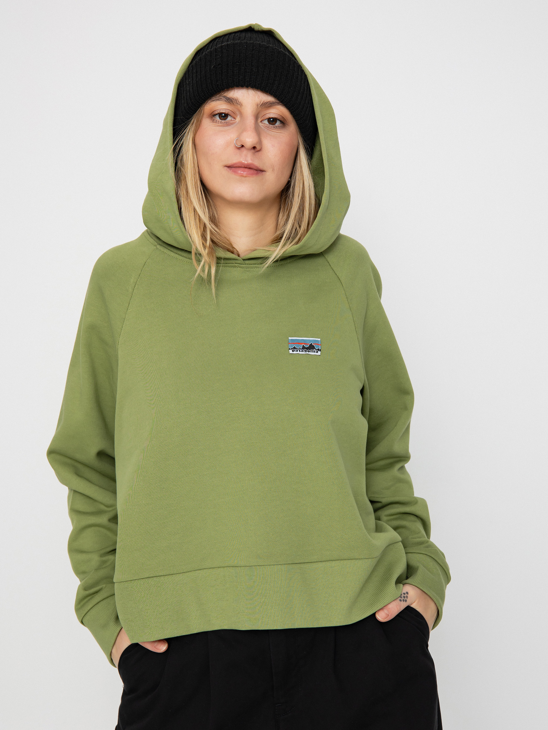 Bluza z kapturem Patagonia Regenerative Organic Certified Cotton Essential HD Wmn (buckhorn green)