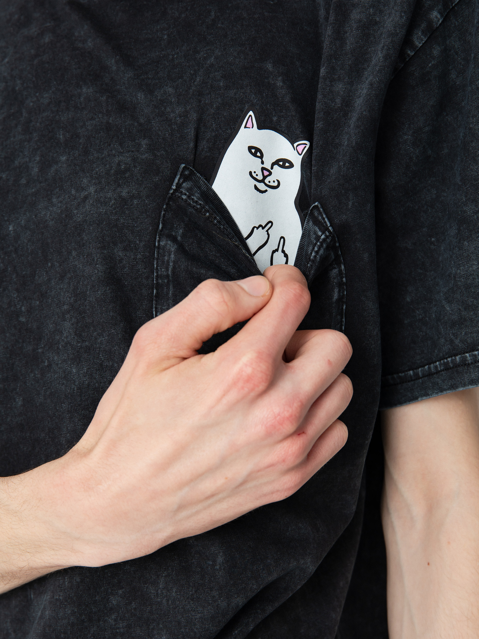 T-shirt RipNDip Lord Nermal Pocket (black mineral wash)